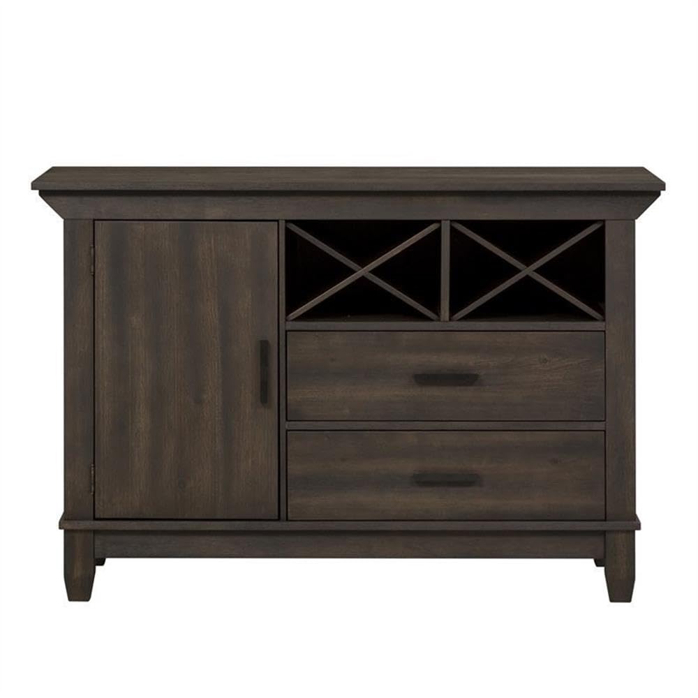 Liberty Furniture Double Bridge Dark Brown Sideboard - Elegant Buffet Cabinet for Dining Room, Living Room & Entryway Storage | Solid Wood Construction & Spacious Drawers