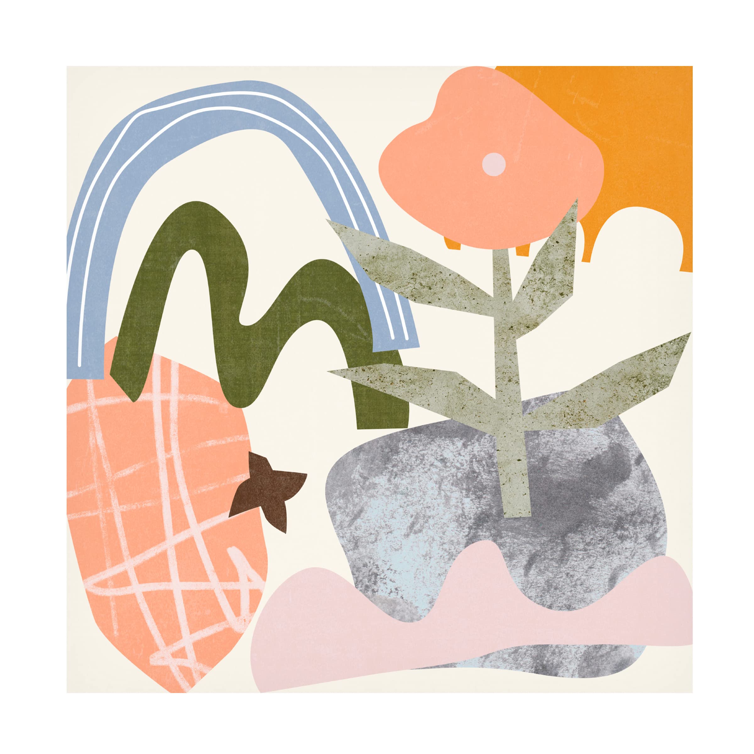 Trademark Fine Art 'Lunar Flower III' Canvas Wall Art Print by Melissa Wang - Modern Botanical Decor for Living Room, Bedroom & Office