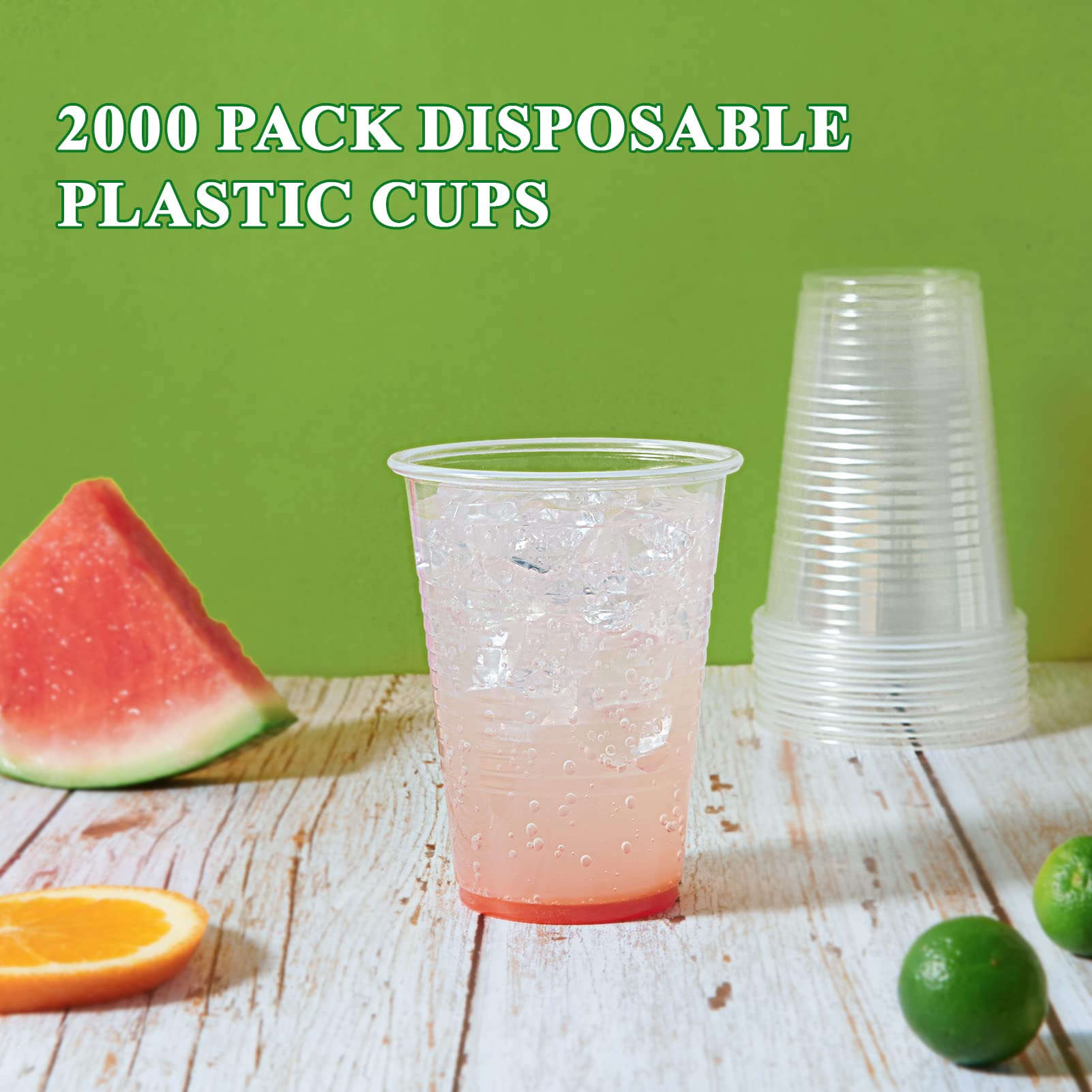 Vplus 2000 Pack 7 oz Clear Plastic Cups - Disposable Drinking Cups for Cold Beverages, Water, Party & Desserts - Bulk Plastic Cups for Business, Wedding, Events & Parties - Perfect for Catering, Picnics & Office Use
