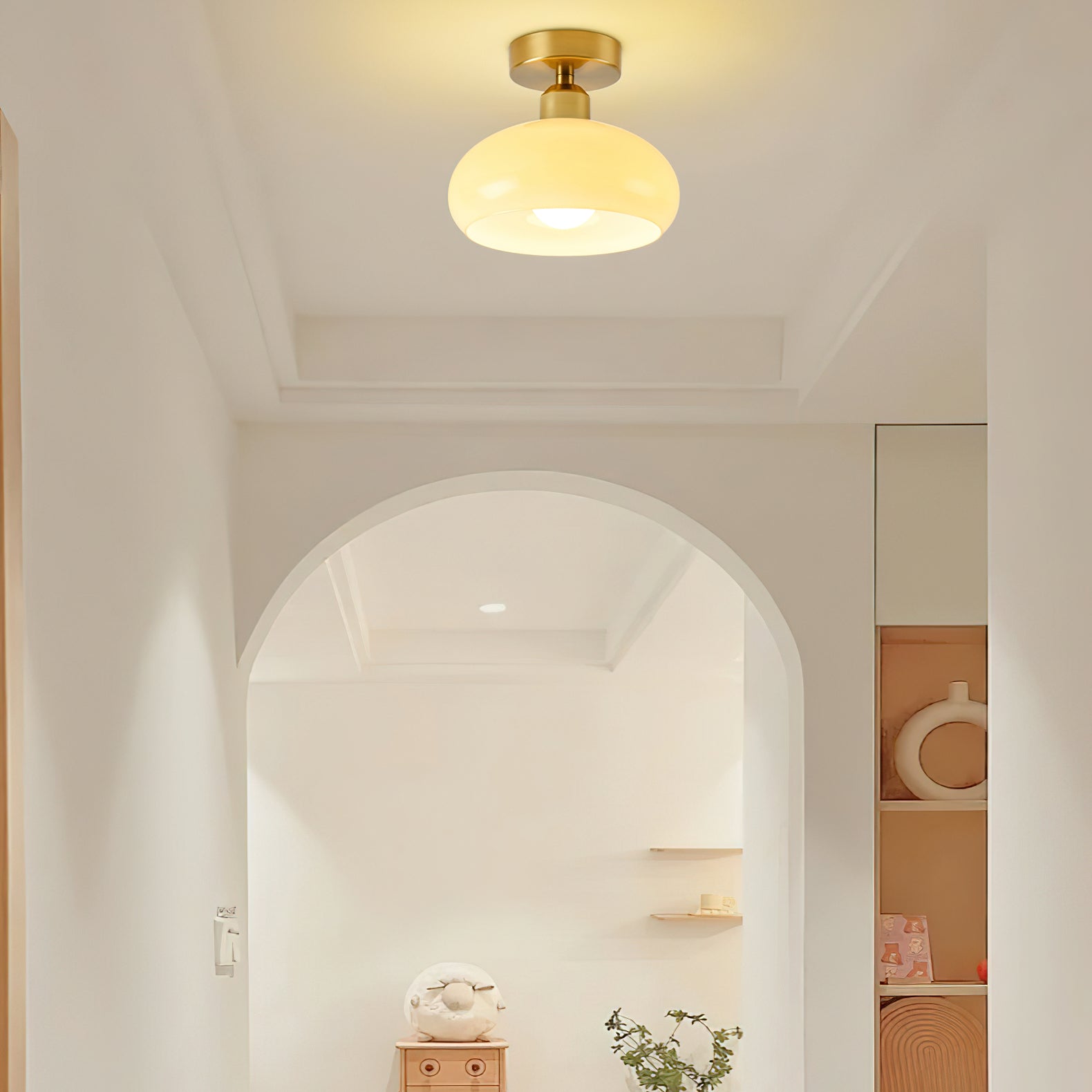 Modern Simple Cream Ceiling Light Fixture - Dimmable LED Flush Mount for Bedroom, Living Room & Kitchen Lighting