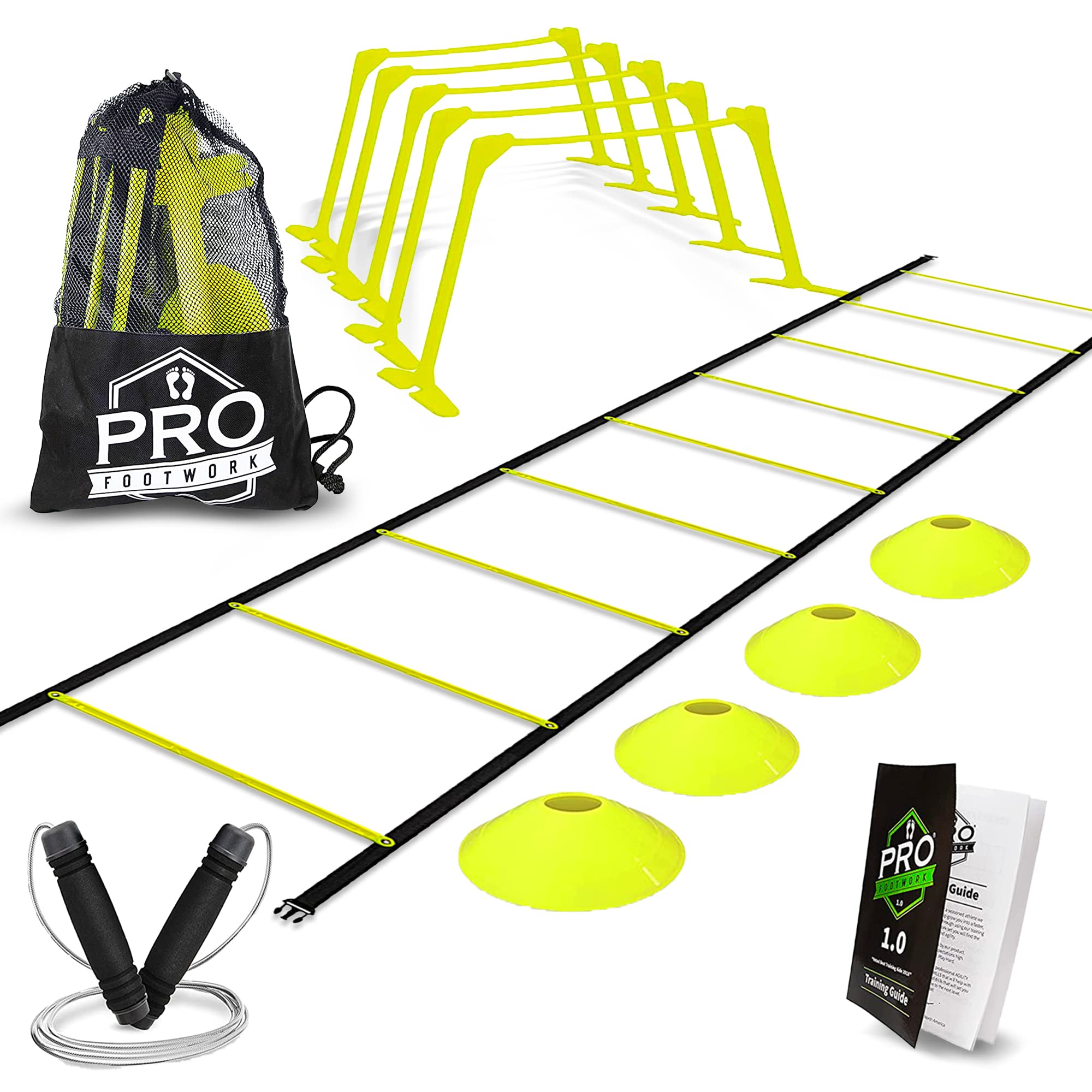 Agility Ladder Speed Training Set with 5 Hurdles, Jump Rope & Cones - Soccer & Football Training Equipment for Kids - Perfect for Speed Drills, Footwork Practice & Youth Sports Training
