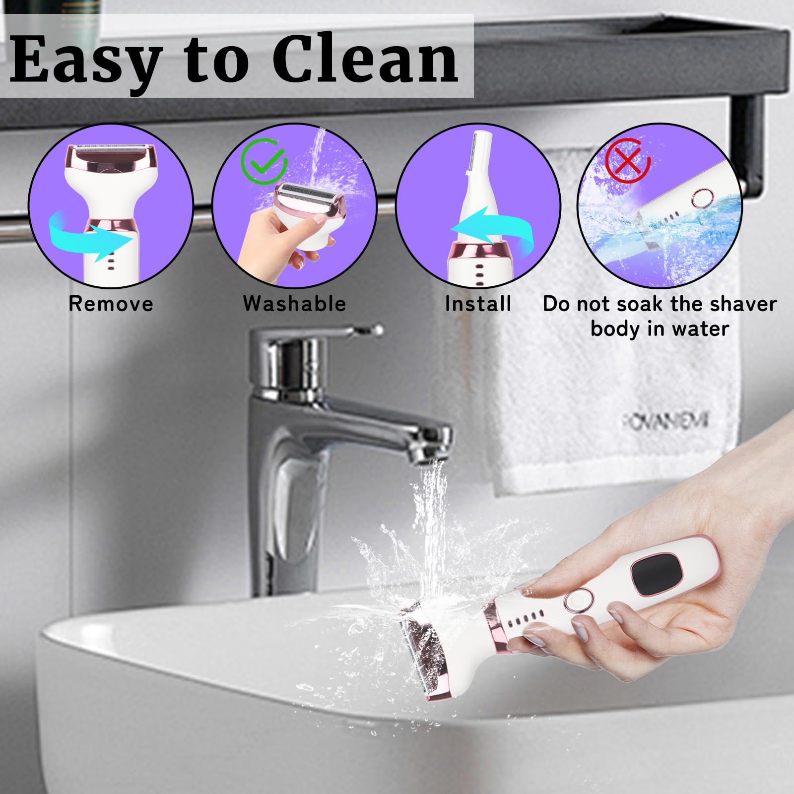 2025 Upgraded Electric Razor for Women & Men - 4-in-1 Cordless Wet/Dry Shaver with LED Display, IPX7 Waterproof, Smooth Silky Skin - Portable Bikini & Body Hair Trimmer (Pink) | Perfect for Travel, Gym & Home Grooming