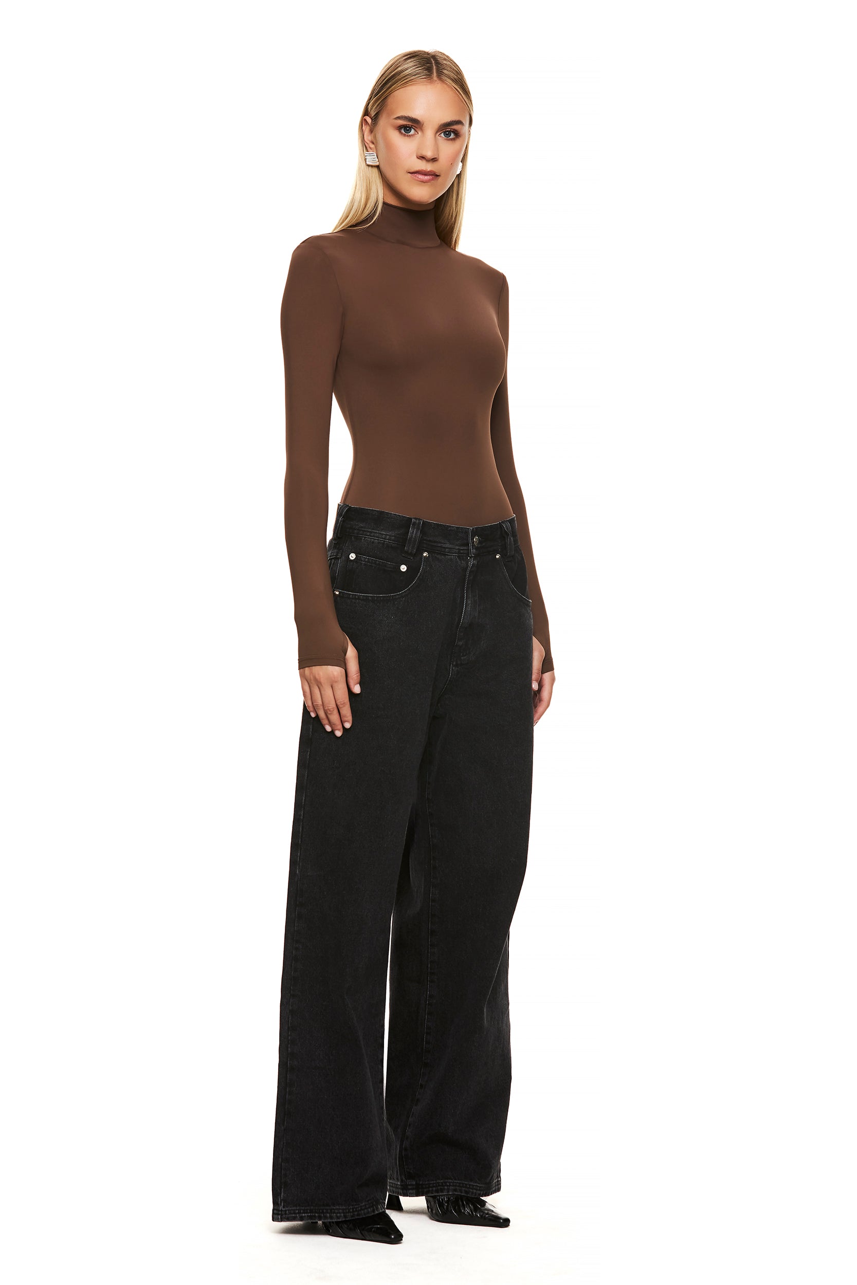 Emery Choc Bodysuit - Women's Stylish & Comfortable Jumpsuit for Casual Wear, Date Night & Layering