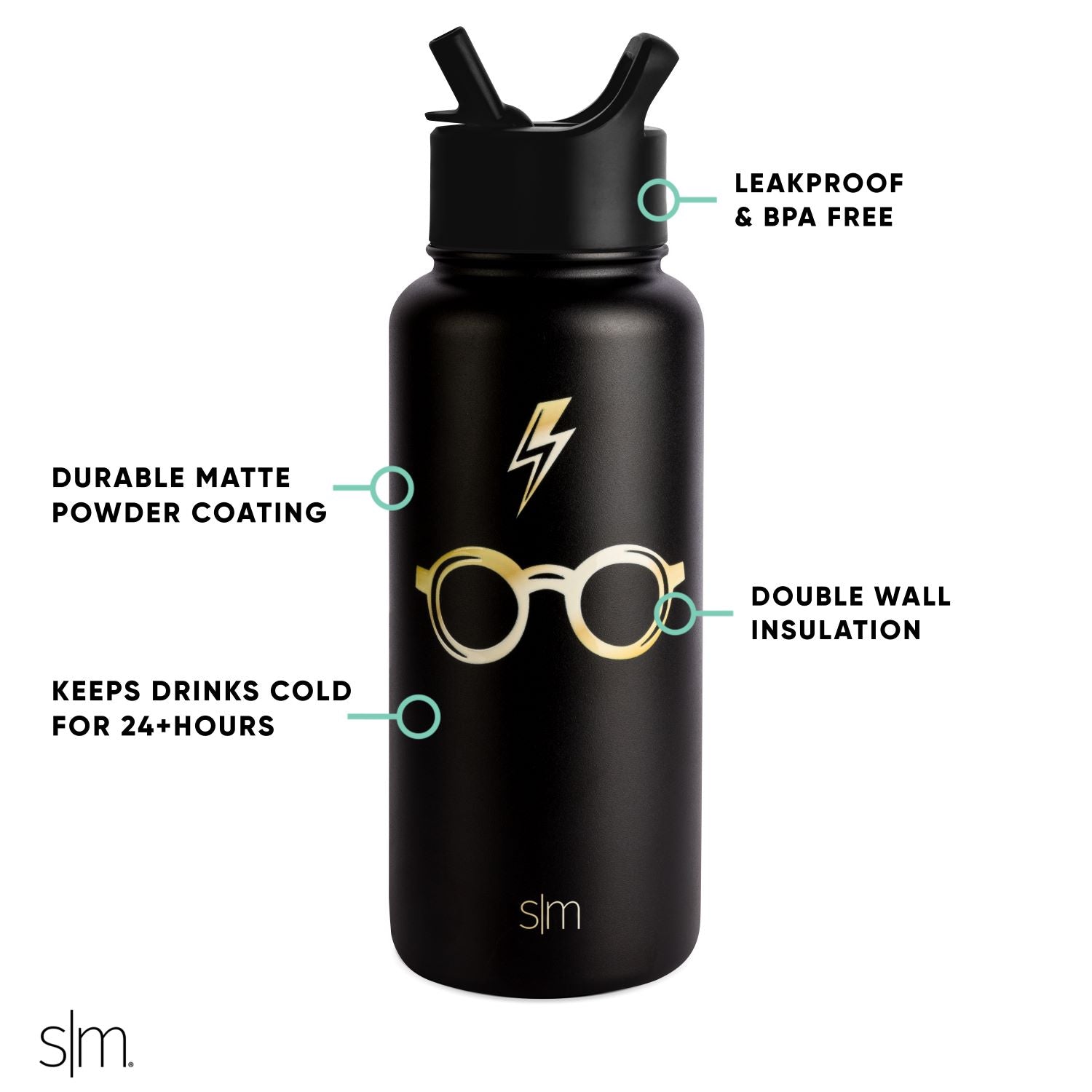 Summit Insulated Stainless Steel Water Bottle with Straw Lid - Leakproof, BPA-Free, 20oz/32oz - Perfect for Gym, Hiking, Travel & Everyday Hydration