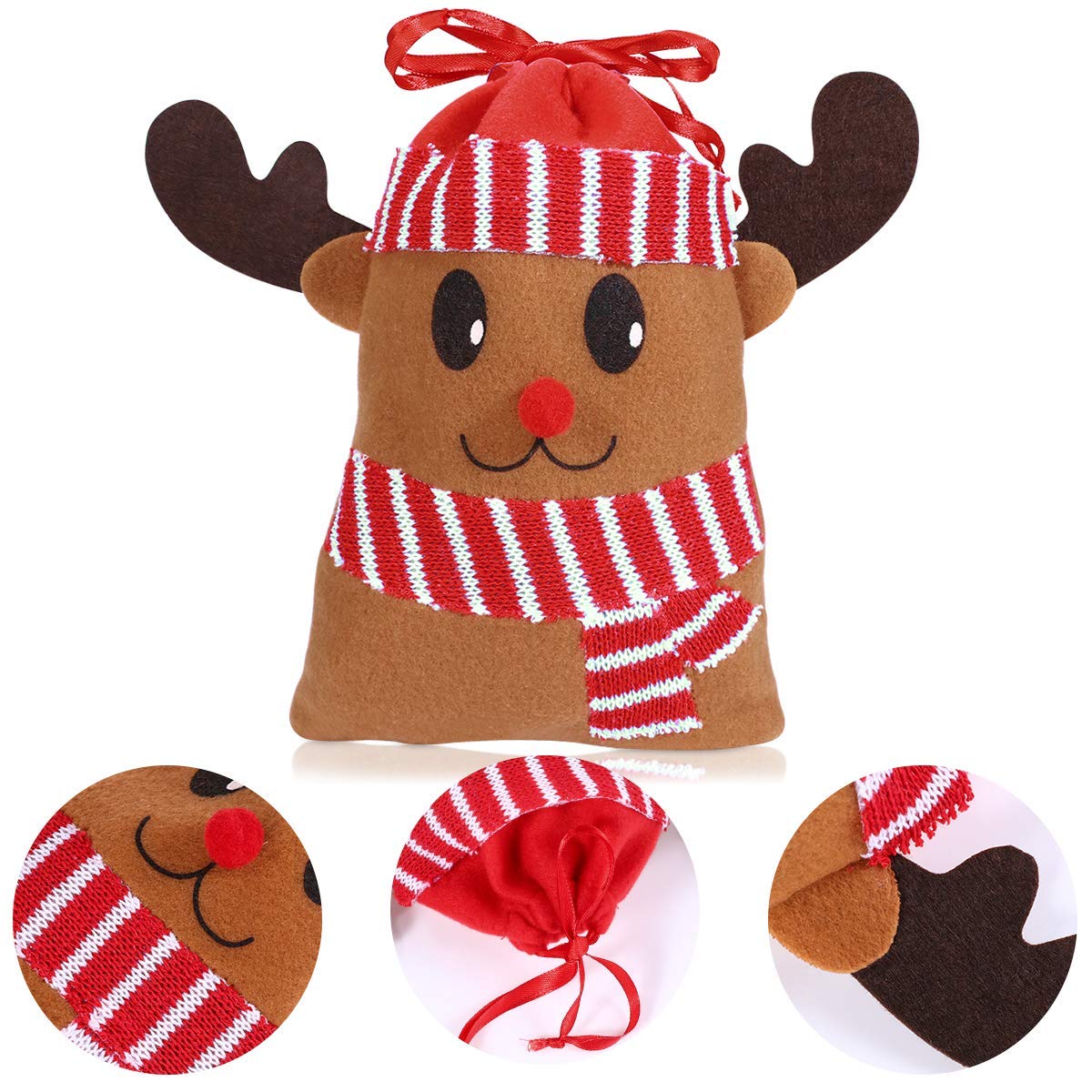 12PCS Christmas Treat Candy Bags - Cute Cartoon Hanging Gift Bags for Holiday Party Favors, Small Christmas Tree Decorations & Stocking Stuffers - Perfect for Xmas Gifts, Classroom Rewards & Home Decor