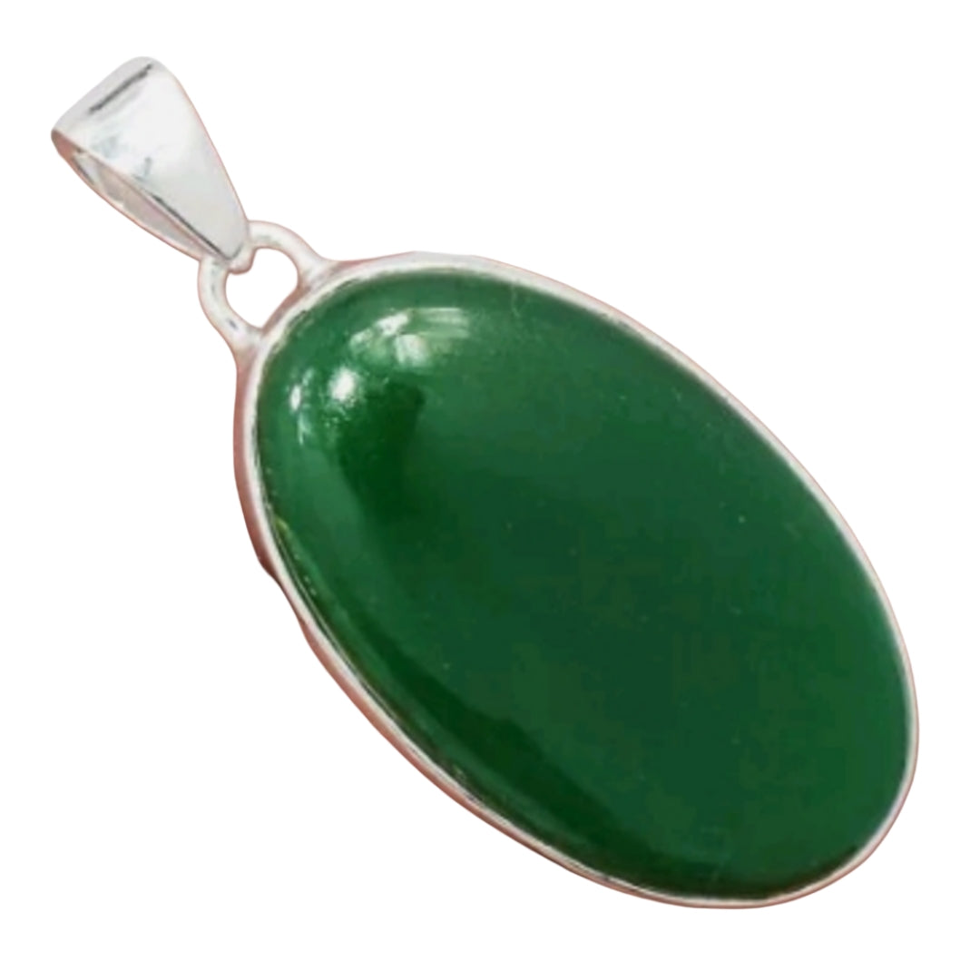 925 Sterling Silver Green Jade Pendant Necklace - Elegant Handmade Jewelry for Women, Gift for Mom, Wife, Birthday, Anniversary