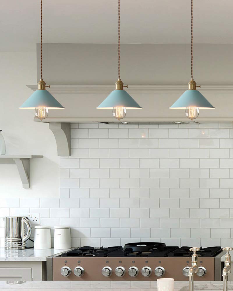 Sky Blue H Track Pendant Lighting - Dimmable Iron Art Fixtures for Kitchen & Kids Room Decor (3-Pack, Bulbs Not Included) | Modern Adjustable Track Lighting for Dining Areas, Bedrooms & Living Spaces
