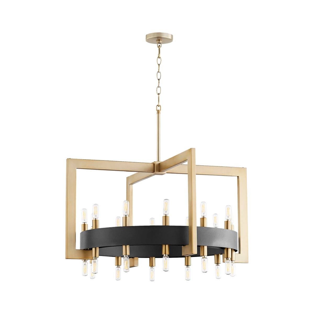 Archibald 24-Light Chandelier in Noir & Aged Brass - Elegant Dining Room Lighting for Modern Homes