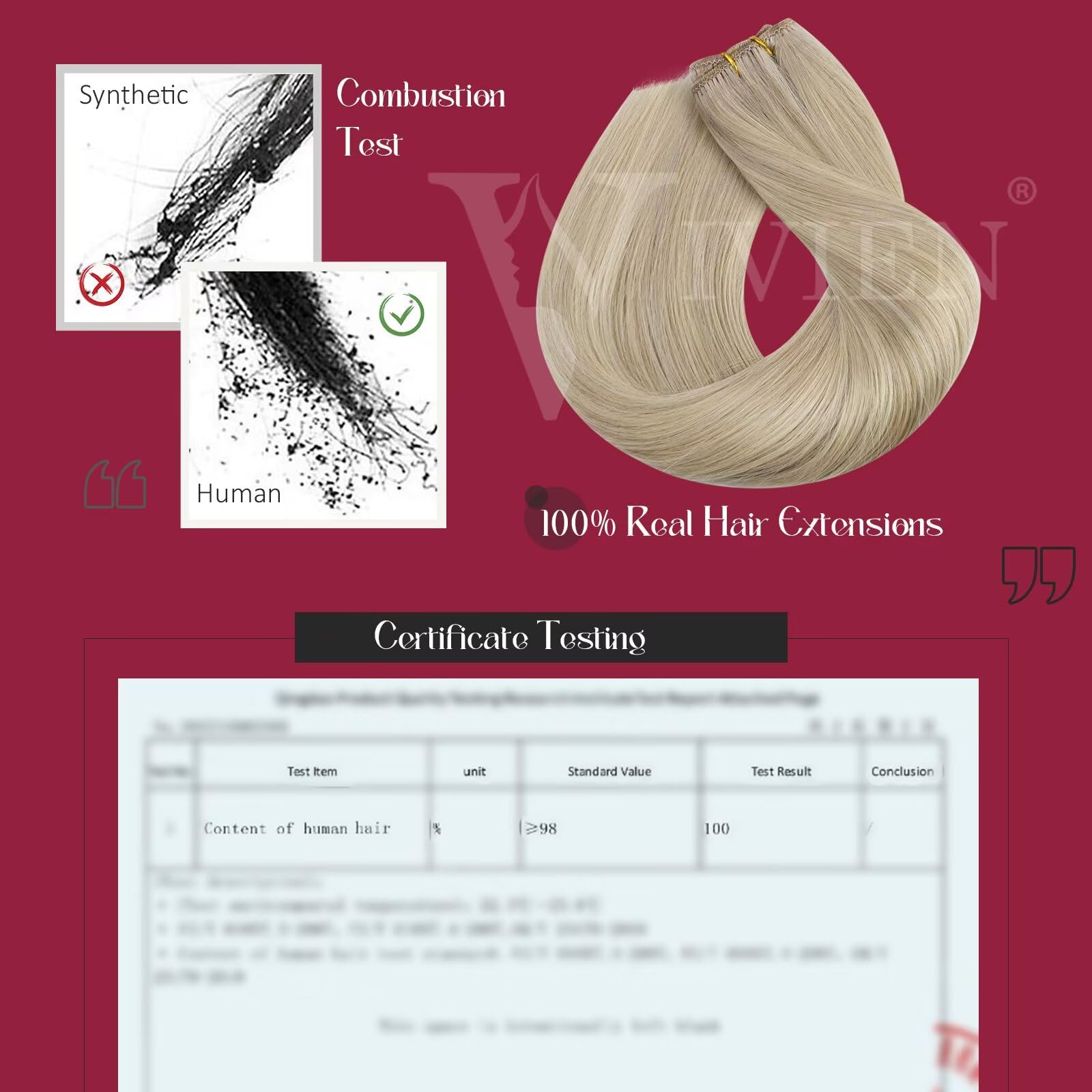24 Inch Vivien Sew-In Human Hair Extensions - Blonde & Golden Blonde Double Weft 100G Real Human Hair for Thick Full Head - Perfect for Parties, Weddings & Daily Styling