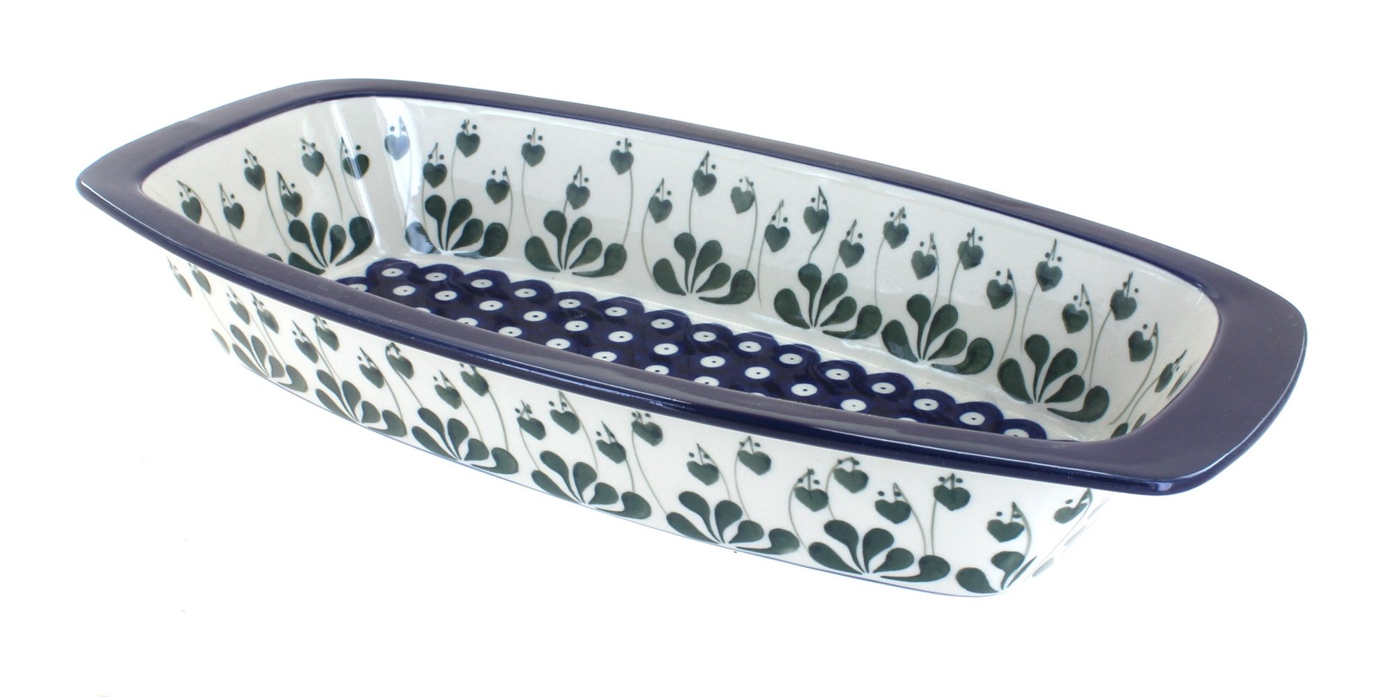 Blue Rose Polish Pottery Alyce Long Serving Dish - Handmade Ceramic Platter for Entertaining, Dinner Parties & Holiday Gatherings - Elegant Serving Tray for Appetizers, Desserts & Charcuterie
