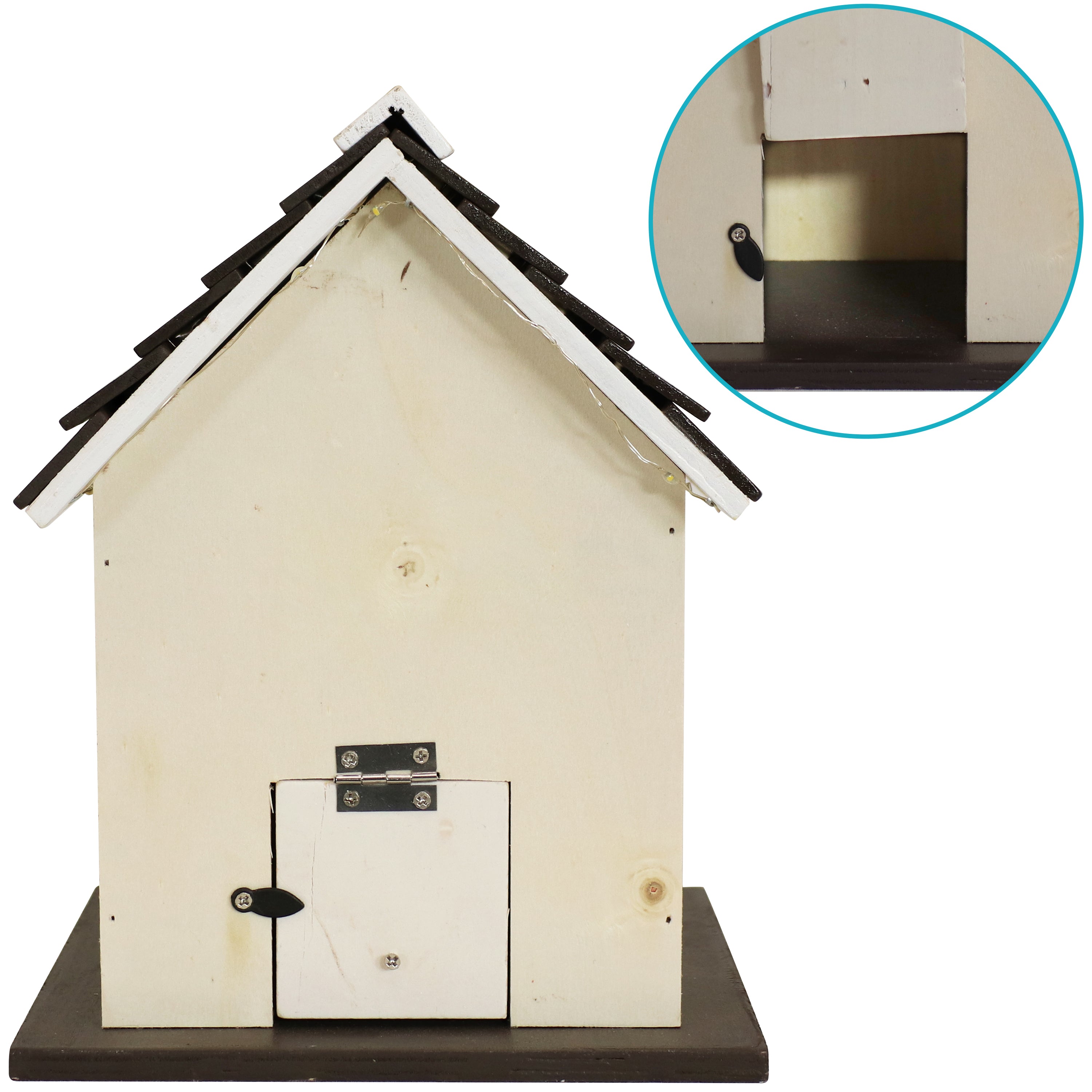 Sunnydaze Solar Powered LED Hanging Bird House - Weatherproof Wooden Outdoor Decor for Garden, Patio, and Backyard - Attracts Birds with Cozy Home Design