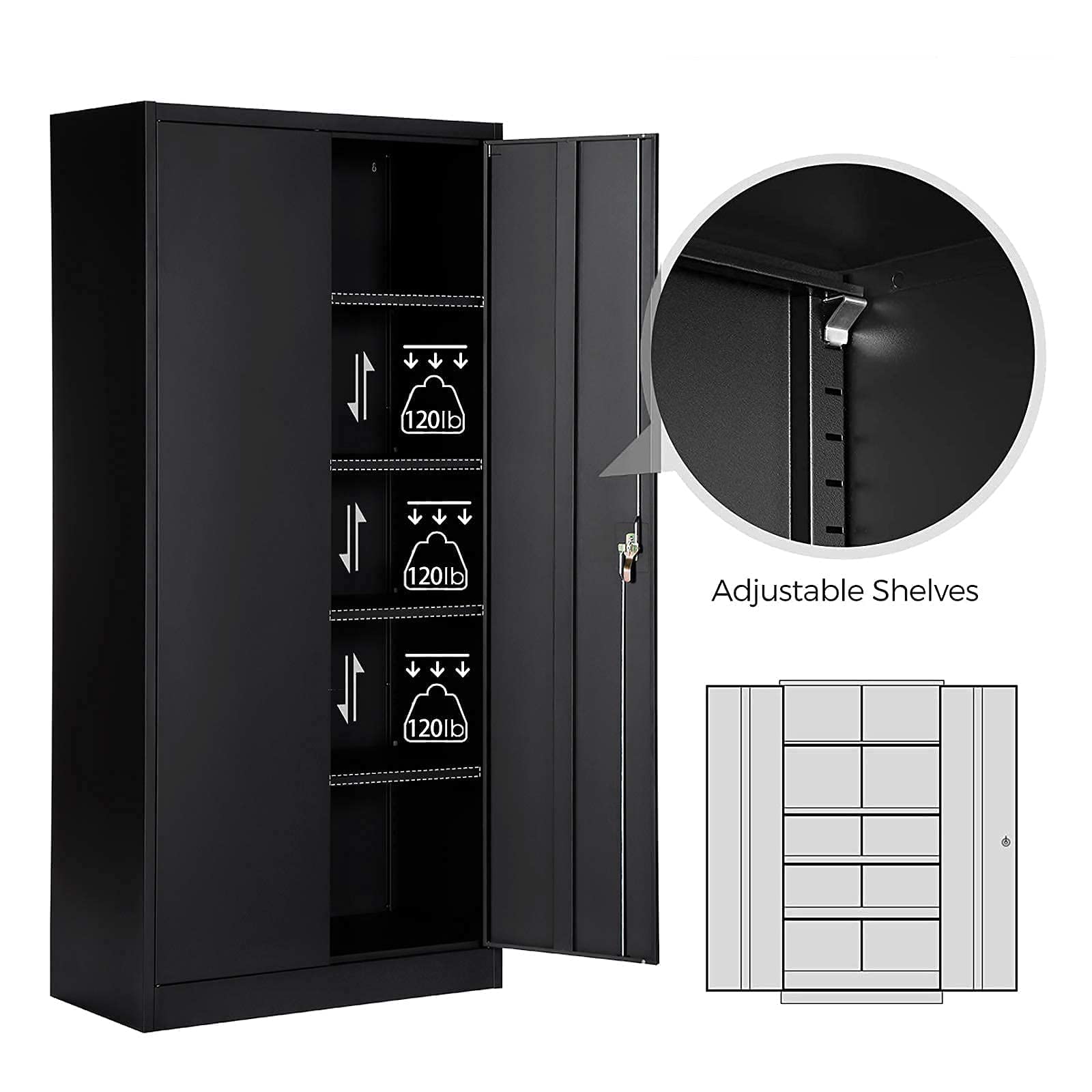 Metal Storage Cabinet with Locking Doors - 72