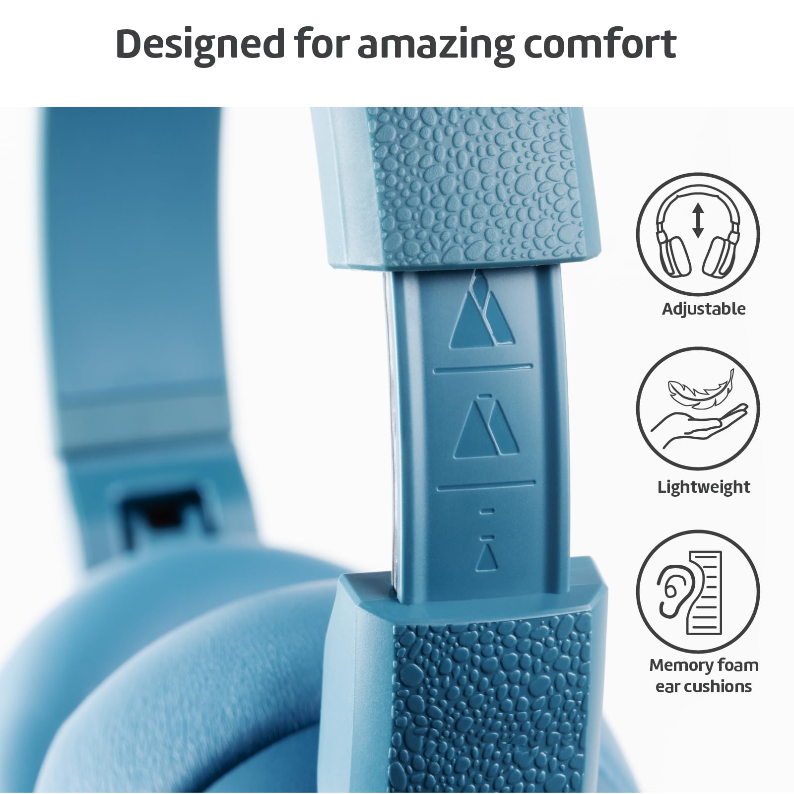 POGS Wireless Over-Ear Noise Cancelling Headphones with 85dB Volume Limit - Adjustable, Durable Design with Built-in Mic & Music Sharing - Turtle Blue | Perfect for Travel, Work & Gaming