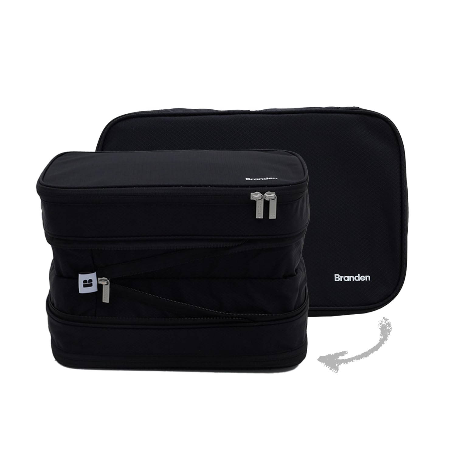 BRANDEN Compression Packing Cube - Small Black Travel Organizer | Space-Saving Luggage Storage for Overnight Trips, Road Trips, Beach Vacations & Cruises | Perfect for Suitcases, Backpacks & Carry-Ons