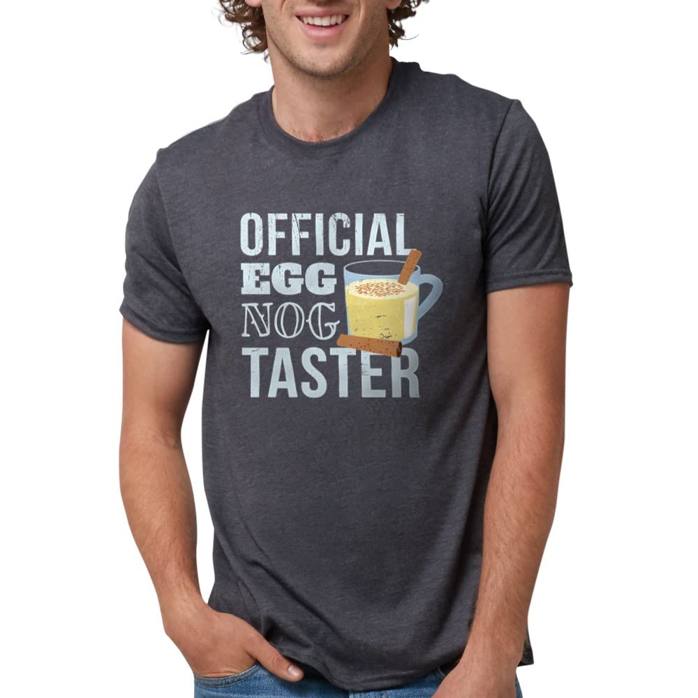 Official Egg Nog Taster Distressed Tri-Blend T-Shirt | Vintage Style Soft Cotton Tee for Christmas Parties & Holiday Gatherings
