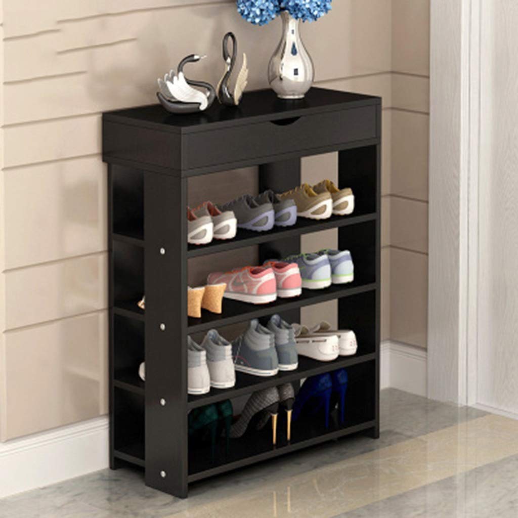 LIMEI-ZEN 5-Tier Shoe Rack with Double Drawers & Umbrella Stand - Space Saving Entryway Storage Cabinet for Shoes, Hats & Accessories - Perfect for Hallway, Closet & Apartment Organization