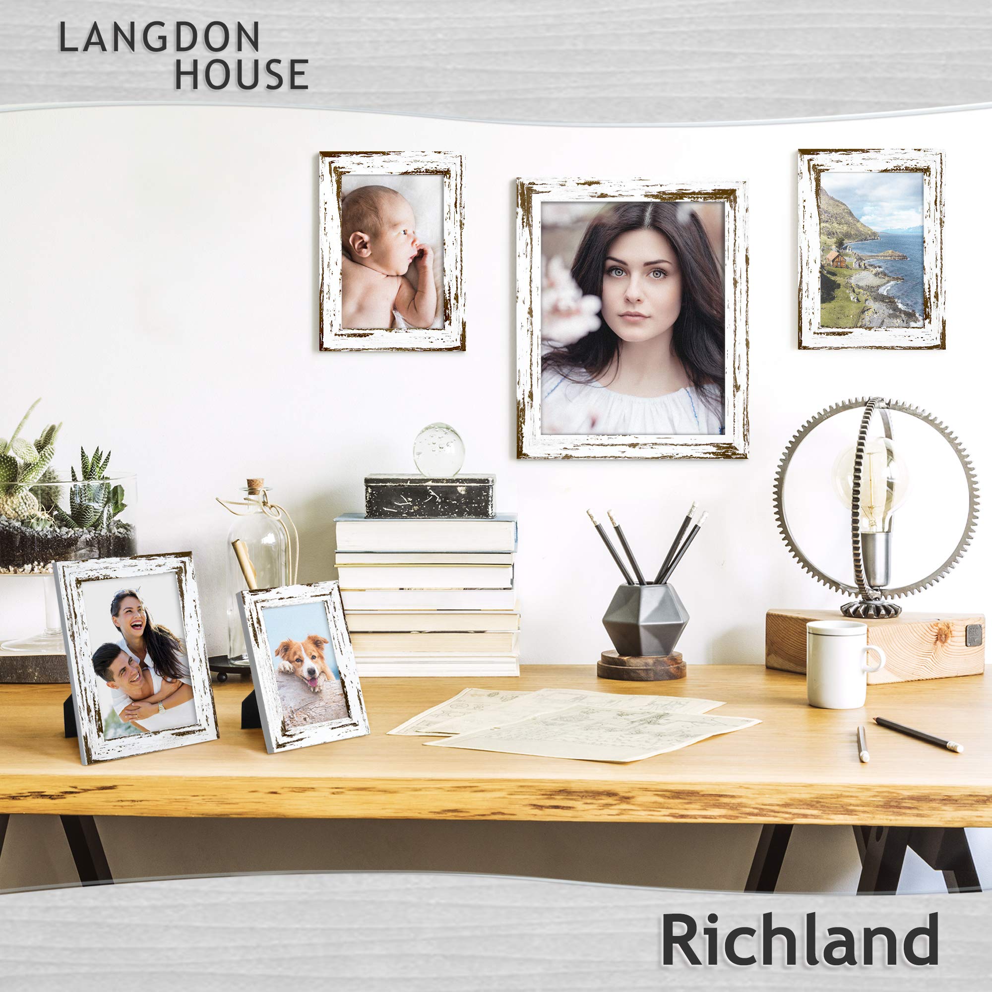 Langdon House 4x6 Picture Frames - Distressed White Farmhouse Style Photo Frames (3 Pack) - Perfect for Wall Gallery, Home Decor & Rustic Wedding Displays