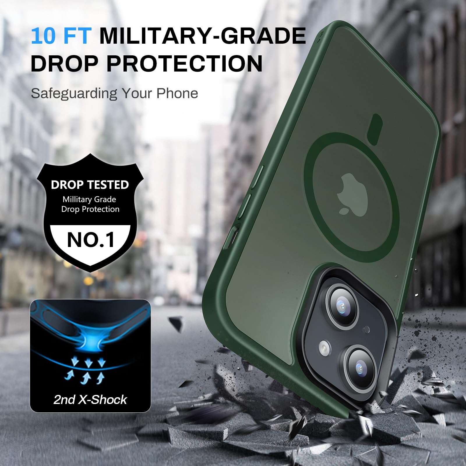 Degeca Magnetic iPhone 15 Case - Military Grade Drop Protection, MagSafe Compatible, Shockproof & Anti-Fingerprint Matte Cover (6.1