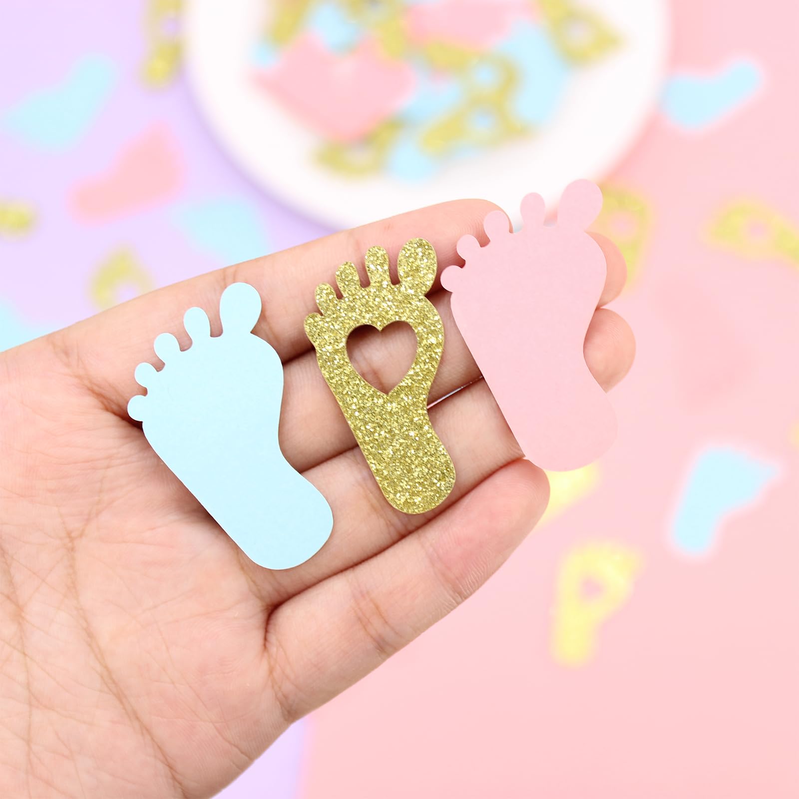 Footprint Baby Shower Confetti - 250ct Gender Reveal Party Decorations for Tables, Candy Boxes & DIY Supplies | Perfect for Baby Shower, Gender Reveal Parties & Nursery Decor