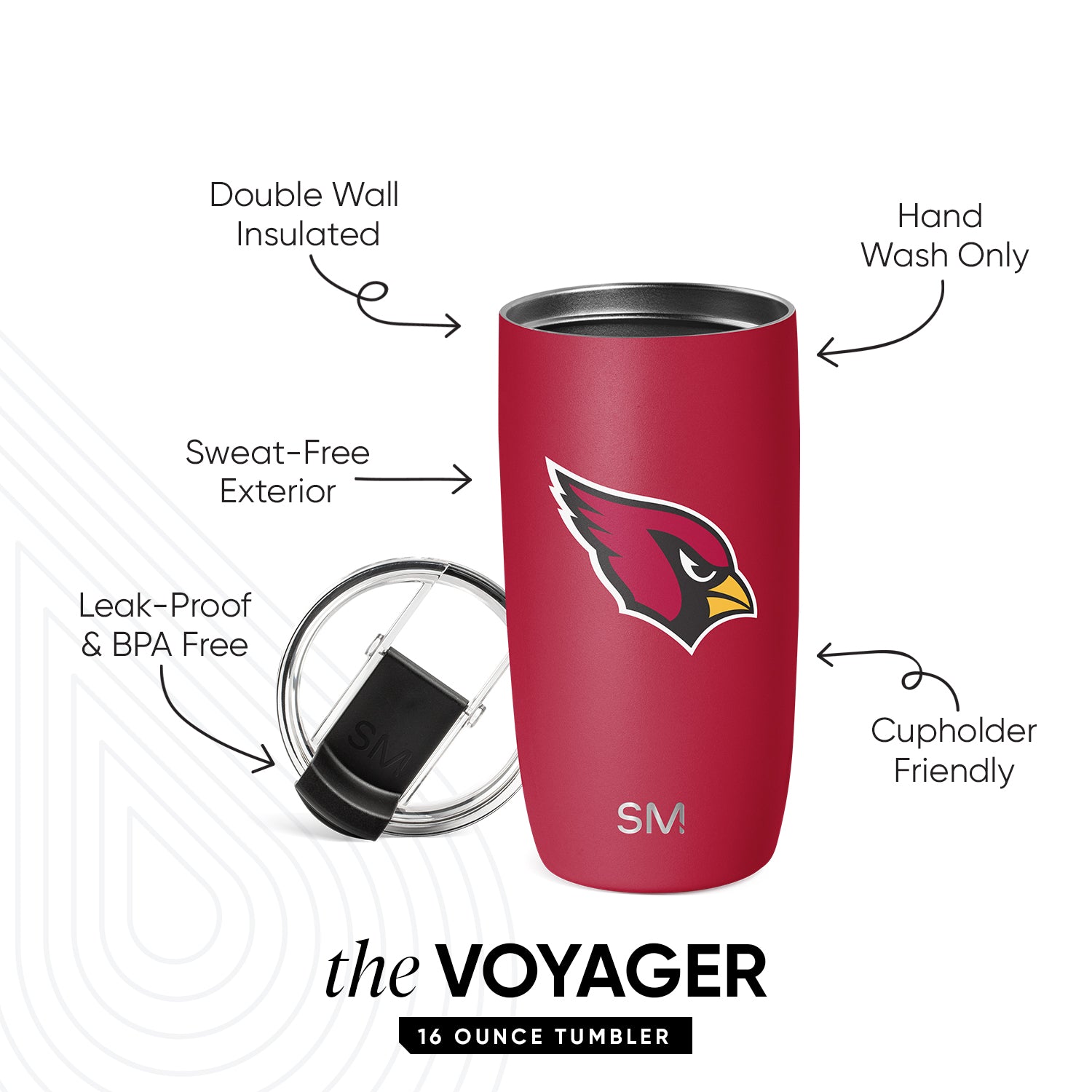 NFL Voyager Tumbler with Clear Flip Lid & Straw - 20oz Insulated Stainless Steel Water Bottle for Football Fans - Perfect for Game Day, Tailgating & Outdoor Activities