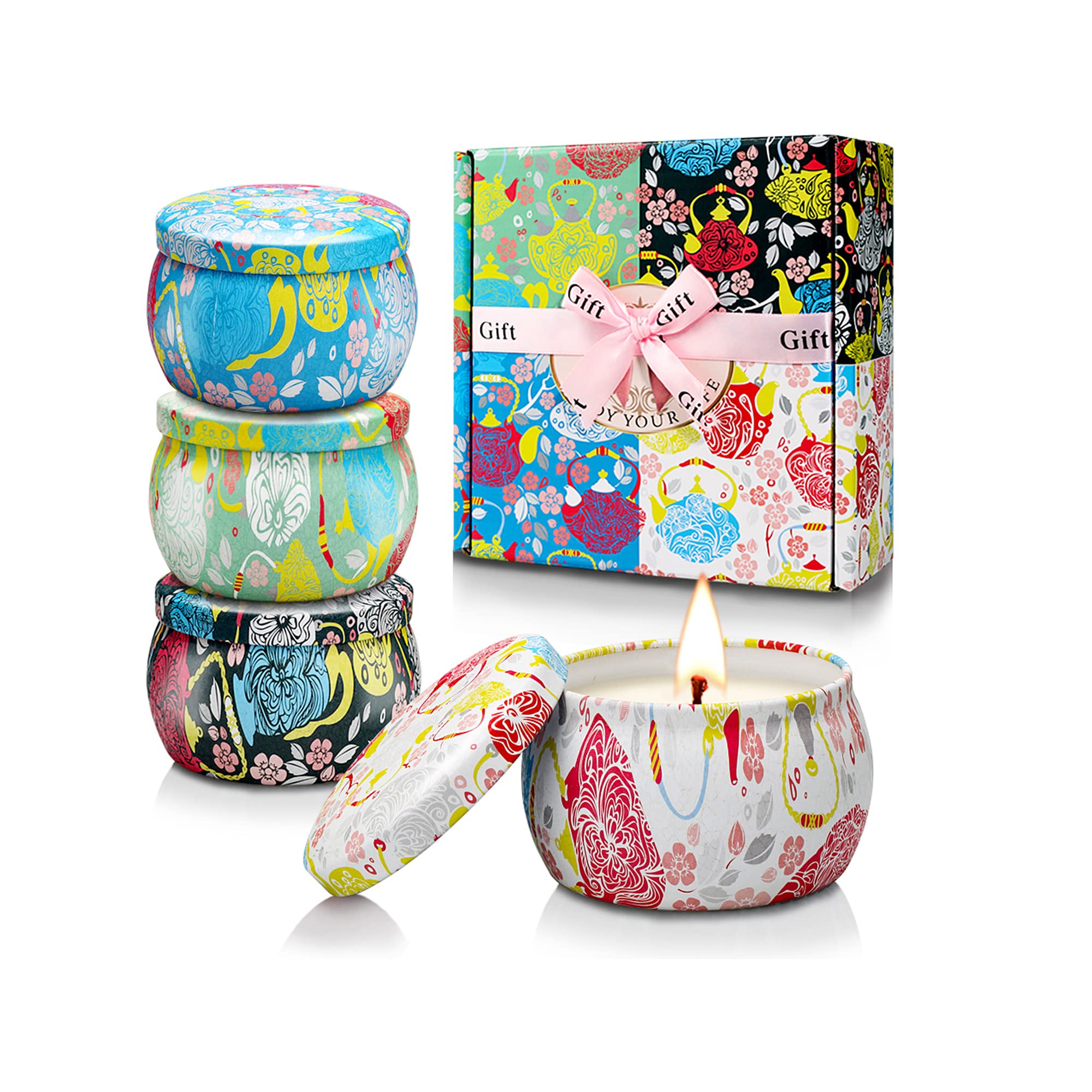 4-Pack Scented Soy Candles (4.4oz) - Aromatherapy Stress Relief Candles for Home, Bath & Relaxation - Perfect Gifts for Women (Birthday, Christmas, Thanksgiving, Get Well Soon) - Create Cozy Atmosphere for Bedroom, Bathroom & Meditation Spaces