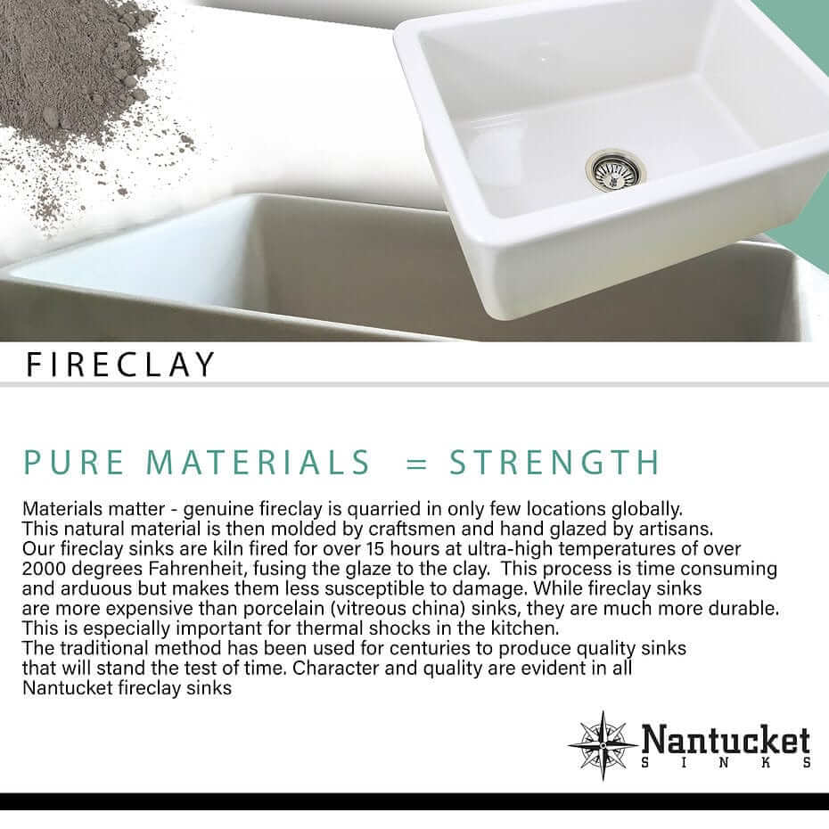 Nantucket Sinks 33 Workstation Fireclay Apron Sink with Accessories   T PS33W