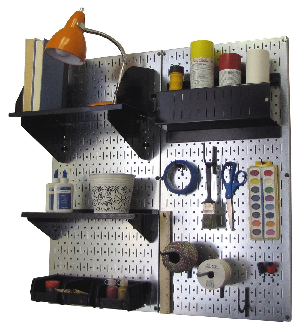 Wall Control Craft & Hobby Pegboard Organizer Kit - Metal Pegboard with Black Hooks & Accessories for Garage, Workshop & Craft Room Storage Organization