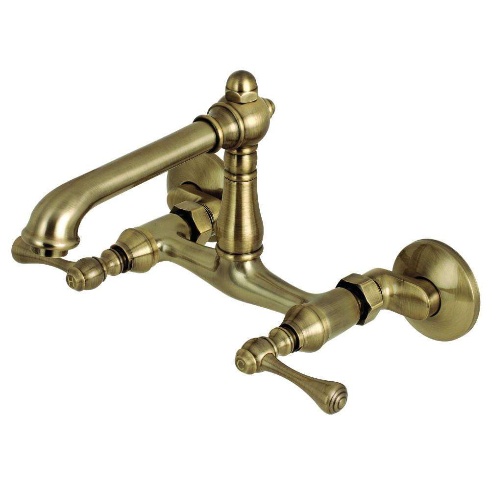 Kingston Brass KS722 English Country 6-Inch Adjustable Center Wall Mount Kitchen Faucet - Perfect for Farmhouse, Cottage & Vintage Style Kitchens