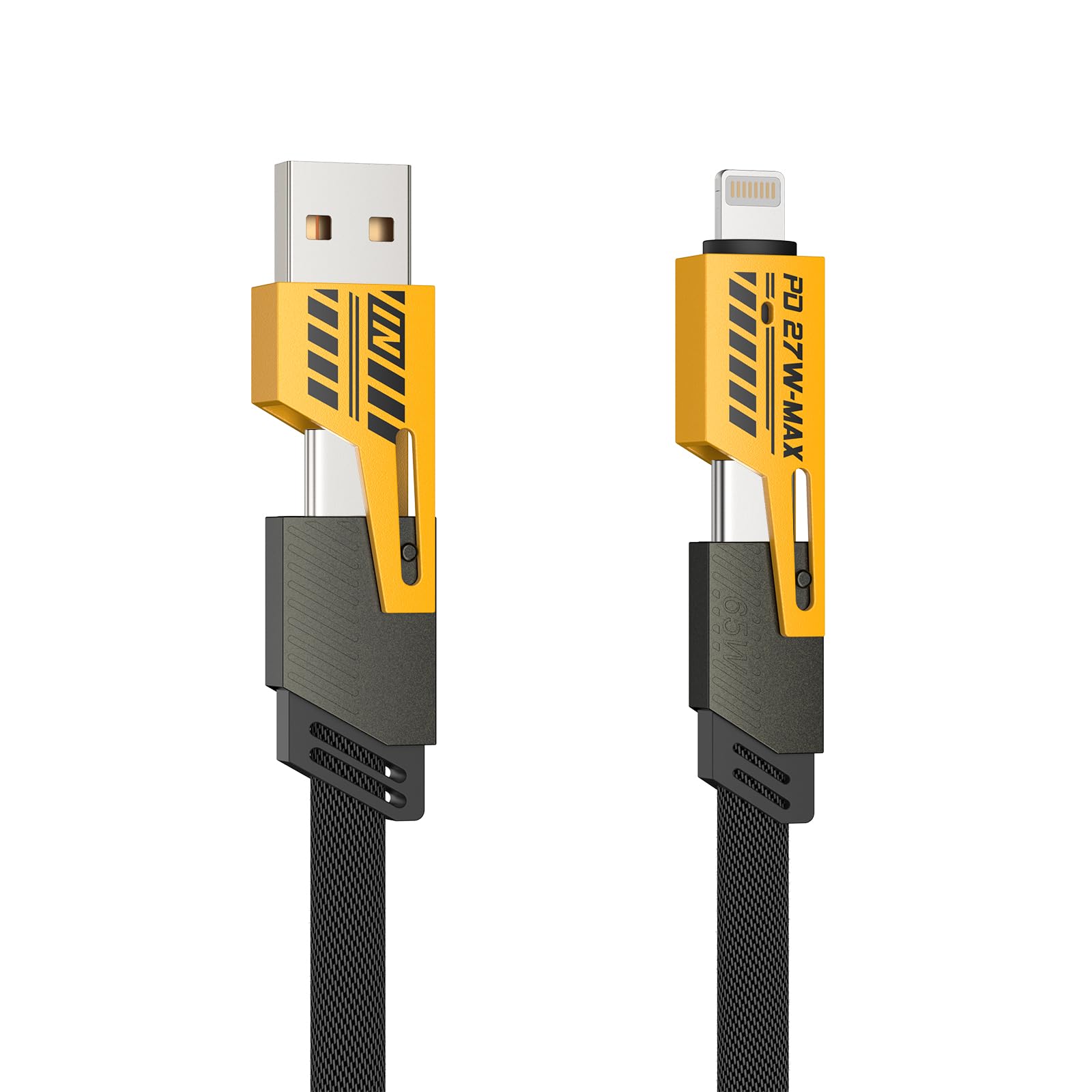 4-in-1 USB C Charging Cable 65W Fast Charger with Lightning/Type C/USB A Ports - 3.3ft Multi Charger for iPhone, Samsung Galaxy, iPad, Tablets & More - Perfect for Home, Office & Travel Charging