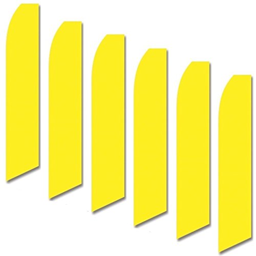 6 Pack Swooper Flags - Bright Lemon Yellow Solid Color for Outdoor Sports, Events, and Decoration