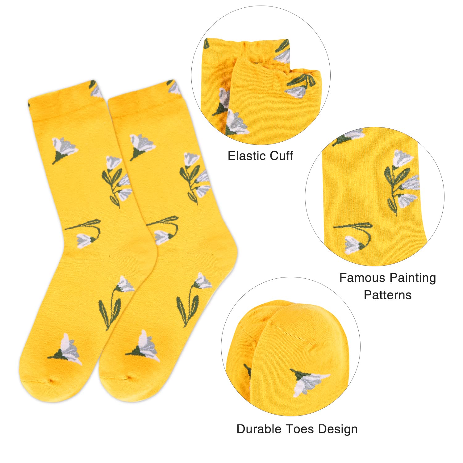 Funny Animal Crew Socks for Women - Cute Floral Cotton Socks for Casual Wear