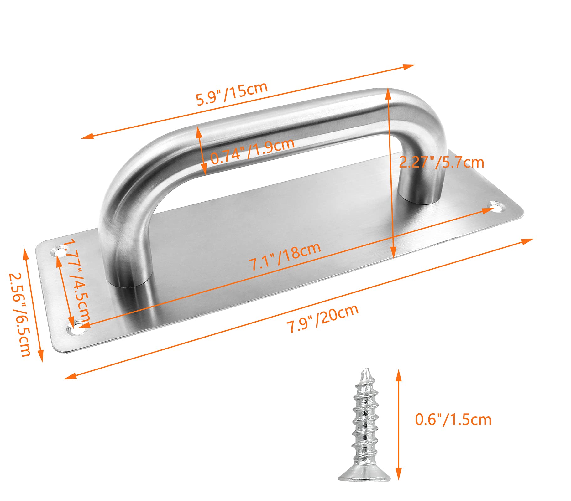 2 Pcs Stainless Steel Door Handle Pull - 7.9