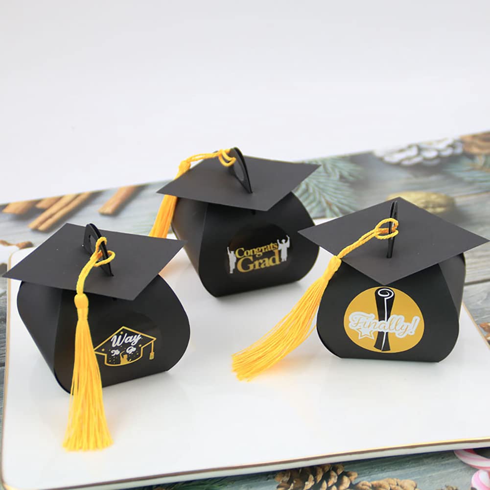 24 Pcs Graduation Cap Candy Box - Party Supplies & Treat Box for Graduation Decorations - Congrats Grad Gift Box for Class of 2024 - Perfect for Graduation Parties & School Celebrations