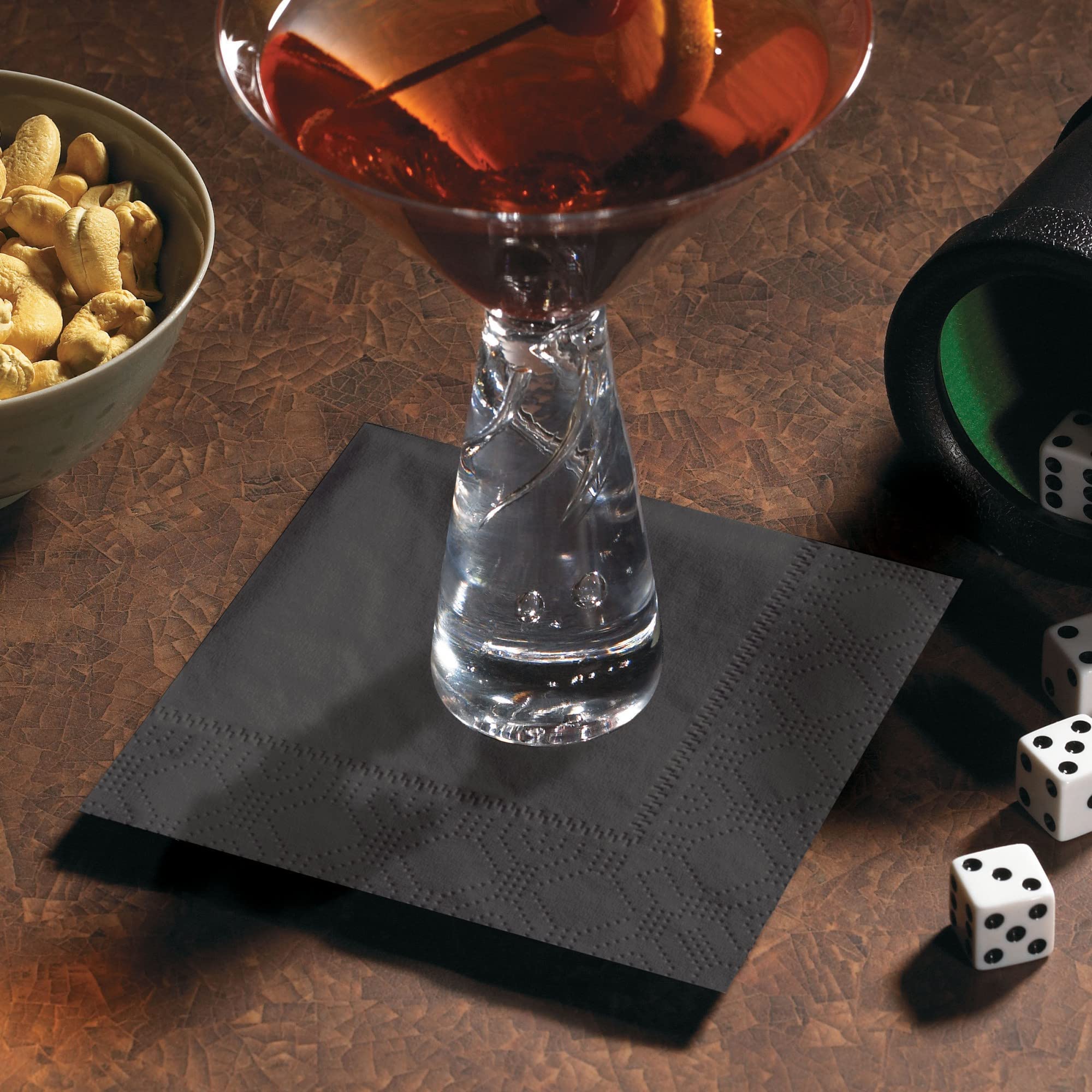 Hoffmaster Premium Black Cocktail Napkins 4.75