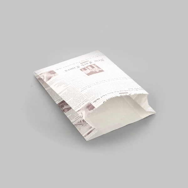 Eco-Friendly Sepia Newsprint French Fry & Snack Bags - 4.25