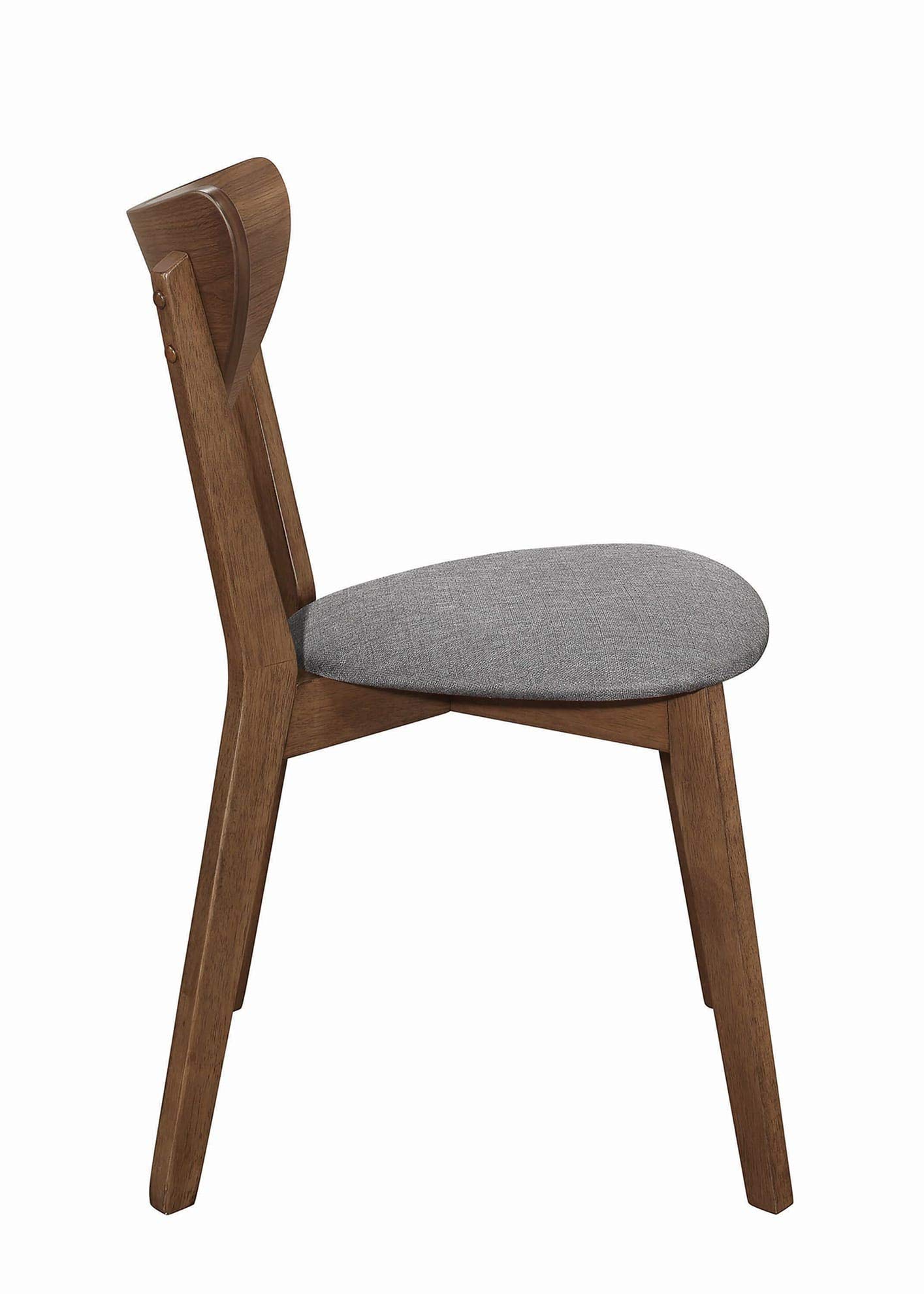 Benjara Wooden Plectrum-Shaped Padded Seat Dining Chairs, Set of 2 - Gray & Brown for Kitchen, Dining Room, and Breakfast Nook