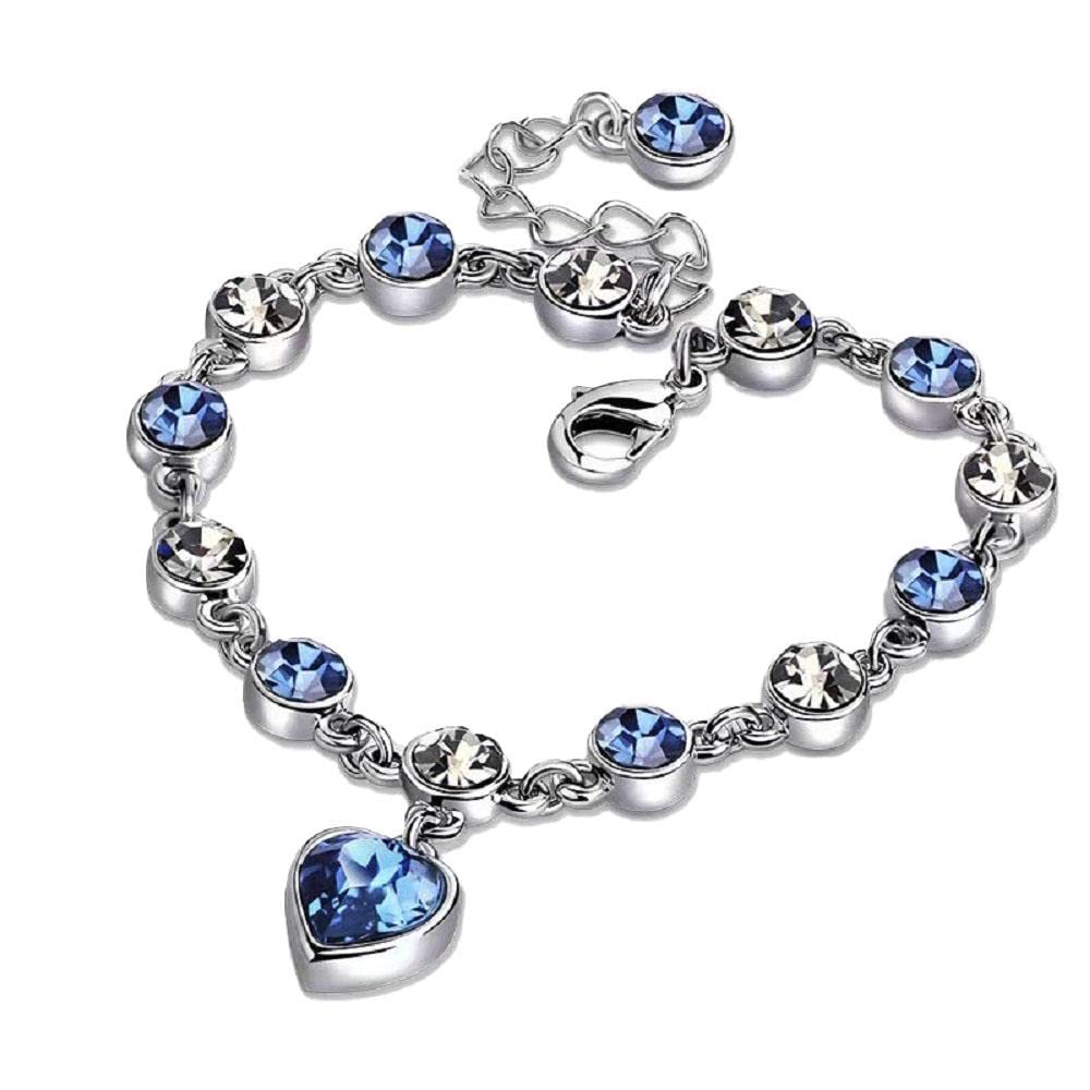 Evil Eye Bracelet for Women & Girls - Forever Love Heart Beaded Bracelet with Birthstone & Zirconia - Trendy Teen Jewelry Gift for Birthday, Valentine’s Day - Perfect for Everyday Wear & Special Occasions