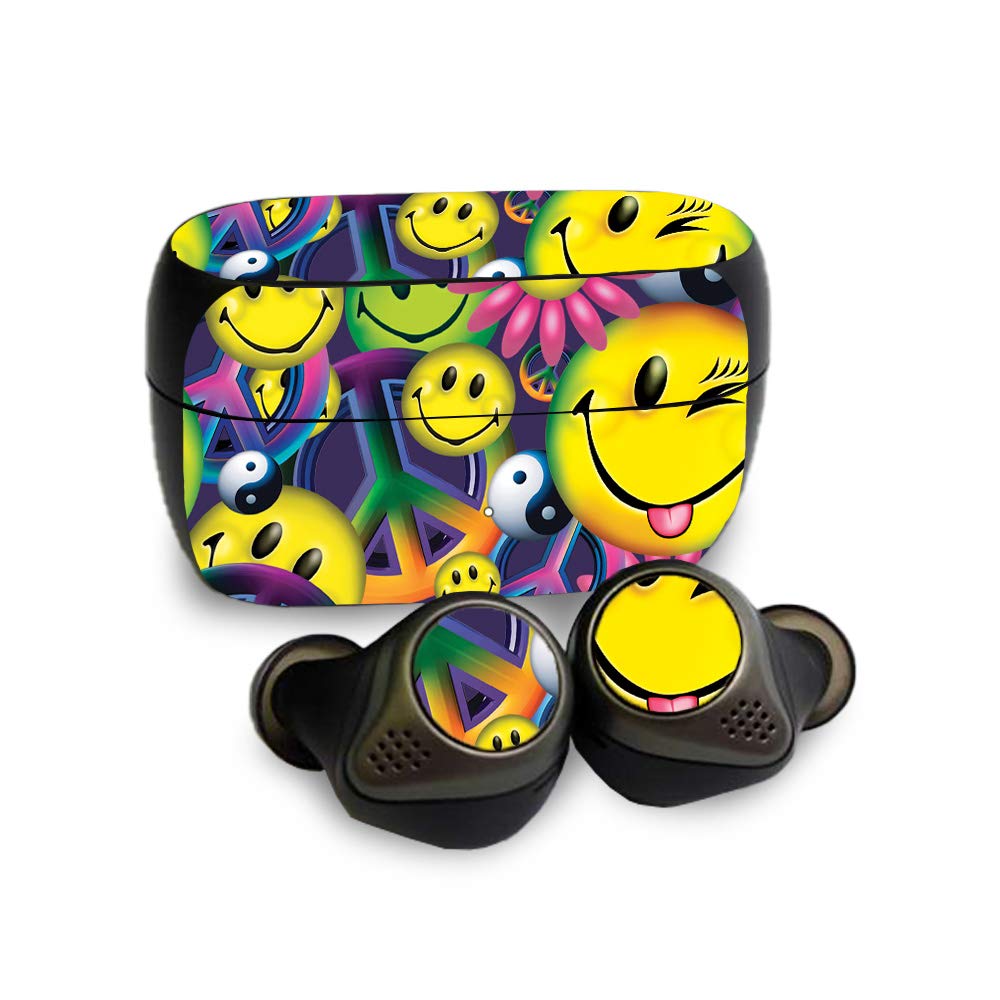 MightySkins Vinyl Decal Wrap Cover Compatible with Jabra Elite 85T Earbuds - Peace Smile Design | Protective, Durable & Customizable Skin | Easy to Apply & Remove | Made in USA | Perfect for Gym, Travel & Daily Use