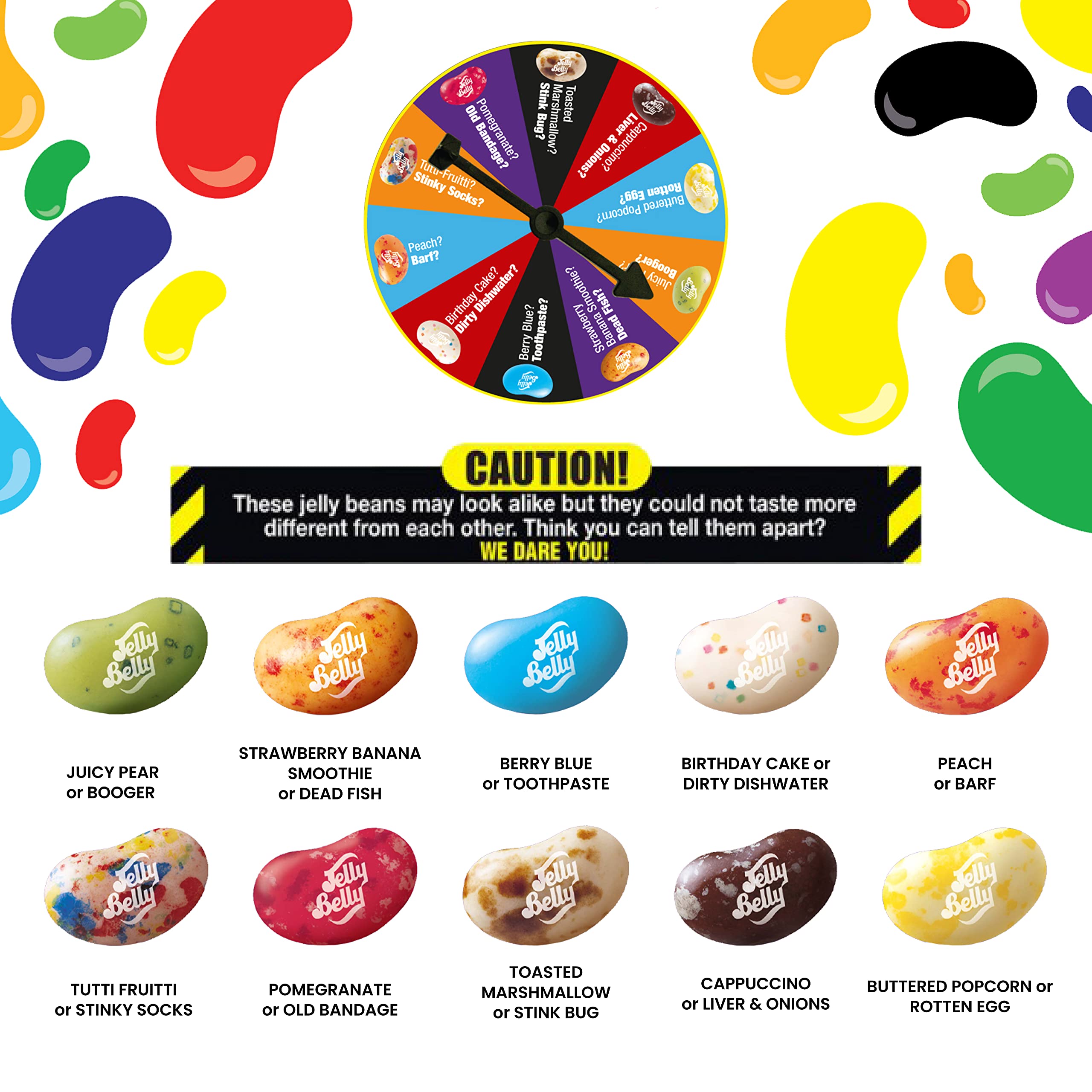 Jelly Belly Bean Boozled Jelly Beans Dispenser Game NEW EDITION + 5 Gaudum Game Cards - Fun Party Game for Kids, Family Gatherings & Game Nights