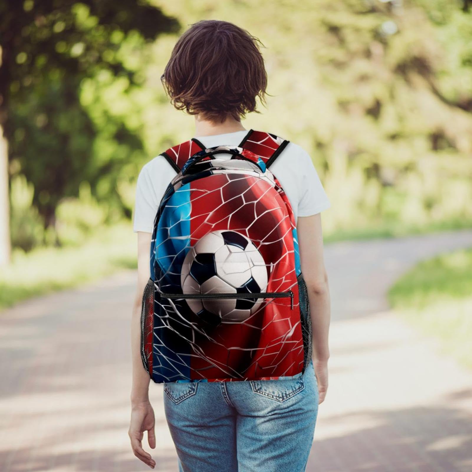 FVQL Kids Backpack for School - France Flag & Football Design, Durable Bookbag for Teens & Children - Perfect for School, Travel & Sports Activities