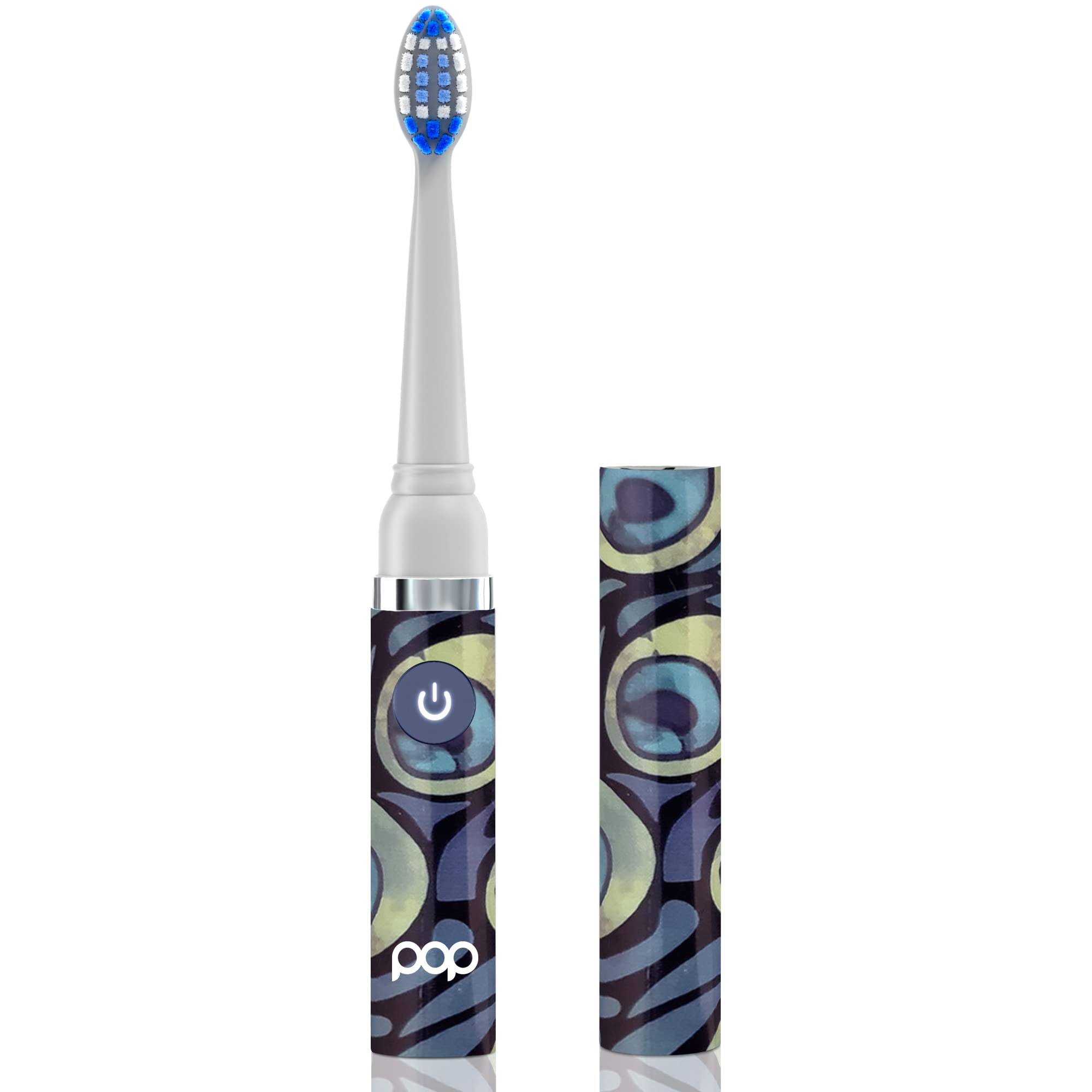 Pop Sonic Electric Toothbrush for Kids & Travel - 2 Speed Settings (15,000-30,000 RPM) with DuPont Nylon Bristles, Battery Powered (Peacock Blue) - Perfect for Daily Oral Care, School Trips & Family Vacations