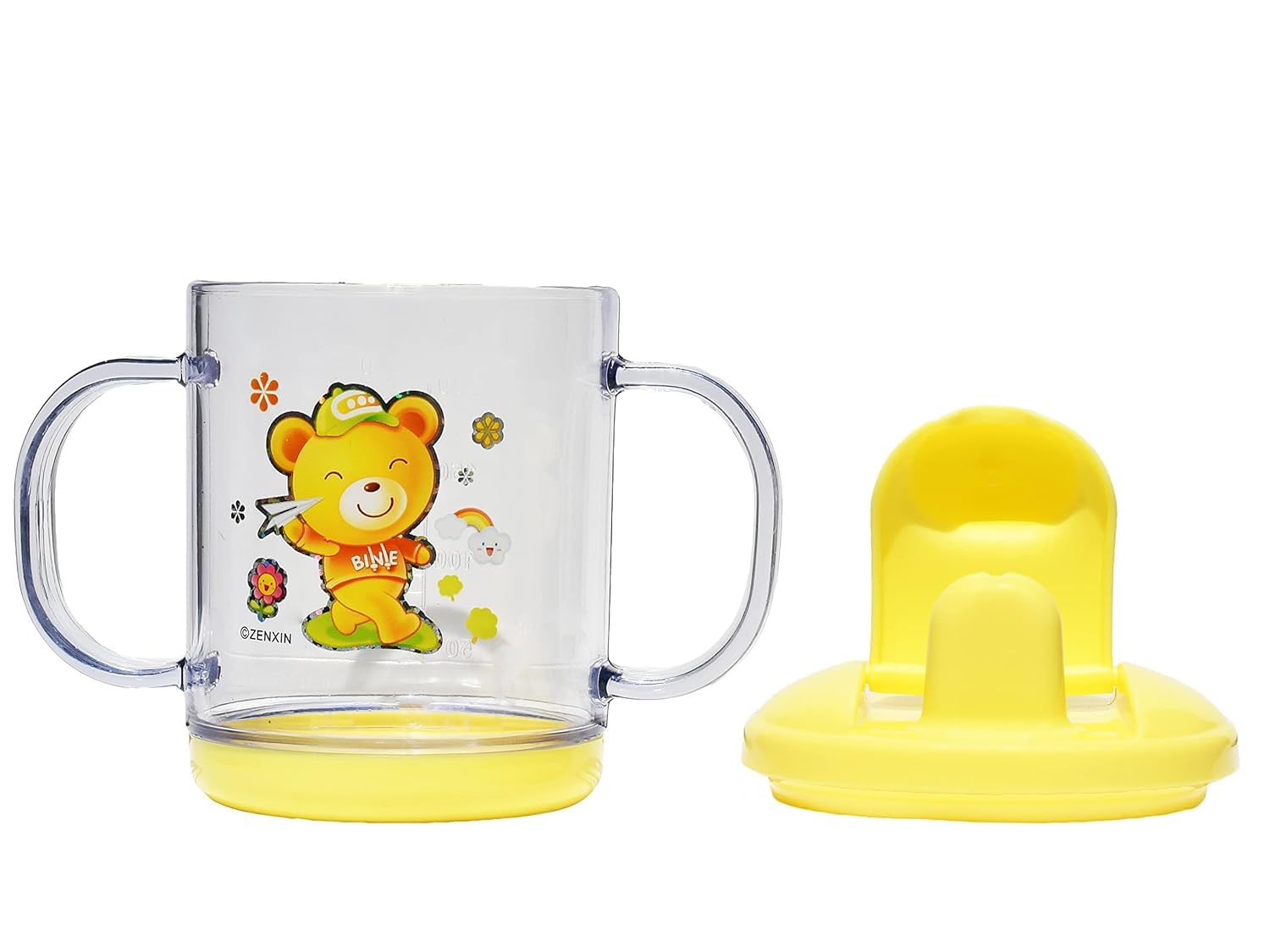 Kritiu Baby Sippy Cup & Teether Set - BPA-Free Silicone Toddler Drinking Cup with Teething Toy - Safe for Infants 6+ Months - Yellow - Perfect for On-the-Go, Daycare & Learning Independent Drinking