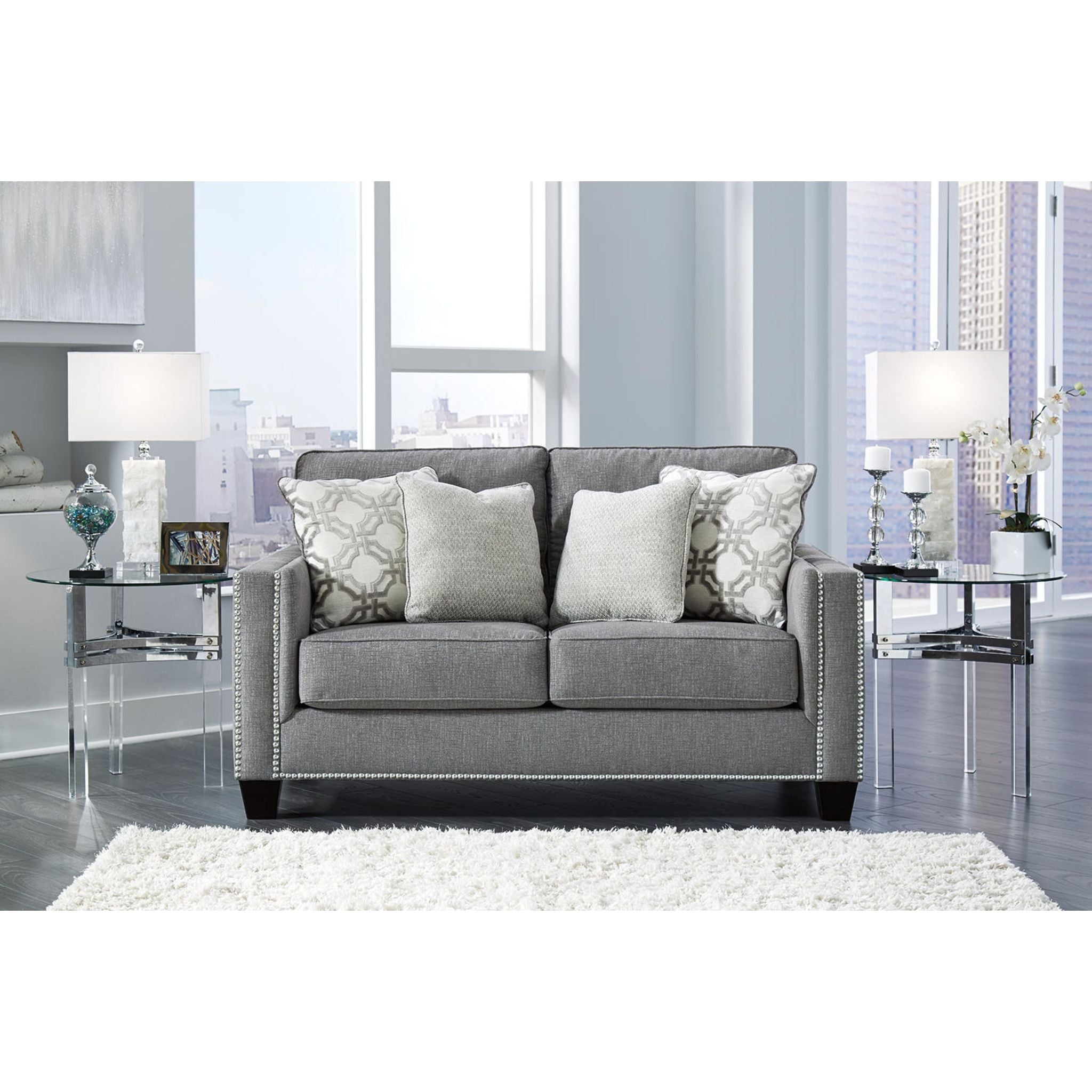 Barrali Loveseat Sofa - Modern 2-Seater Couch with Comfortable Cushions in Soft Gray (Fog) - Perfect for Living Room, Apartment, or Small Space Decor