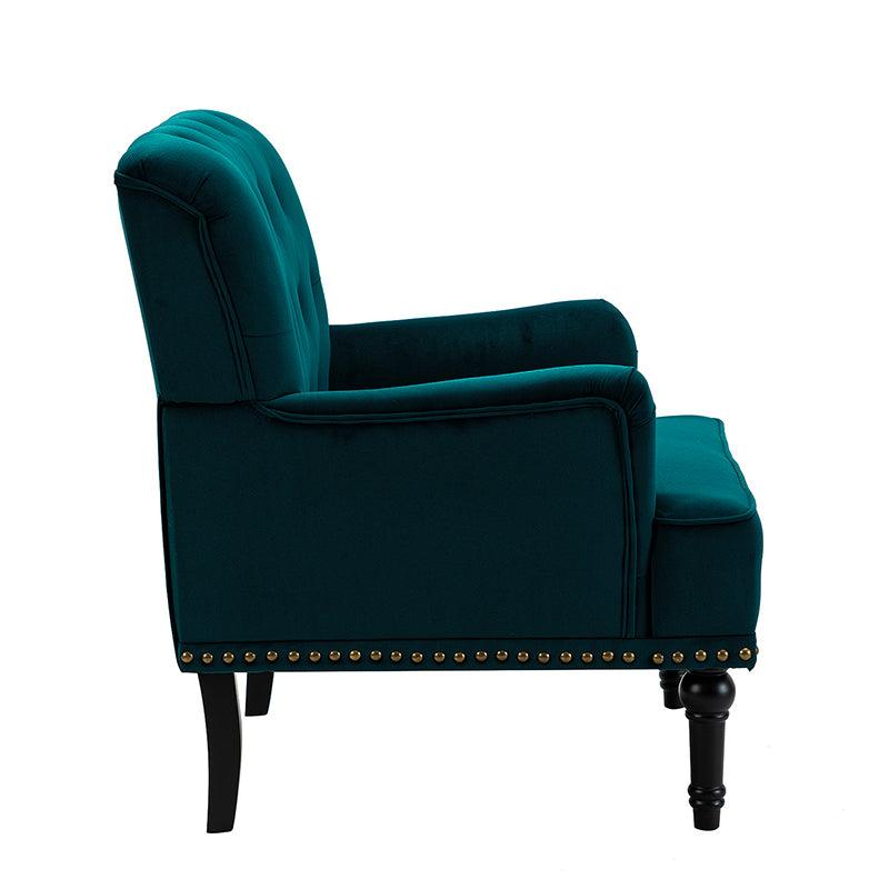 Luxury Constantino Velvet Armchair - Modern Upholstered Accent Chair for Living Room, Bedroom & Office - Soft Velvet Fabric with Sturdy Wooden Legs - Perfect for Home Decor, Relaxing & Reading