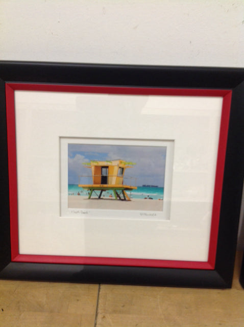 14x16 Signed South Beach Lifeguard Stand - Authentic Beach Decor for Home, Office & Coastal Themed Spaces