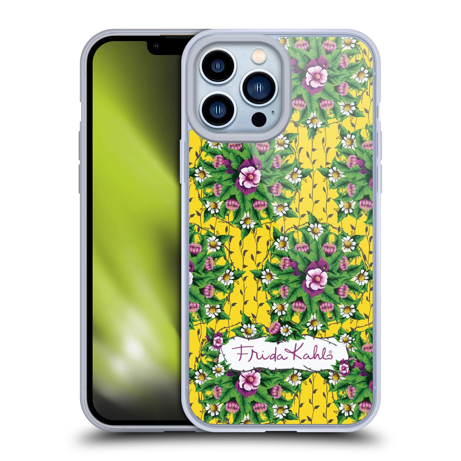 Officially Licensed Frida Kahlo Mandala Purple Floral Soft Gel Phone Case for Apple iPhone 13 Pro Max - Artistic Protection for Everyday Use, Travel & Gift Giving