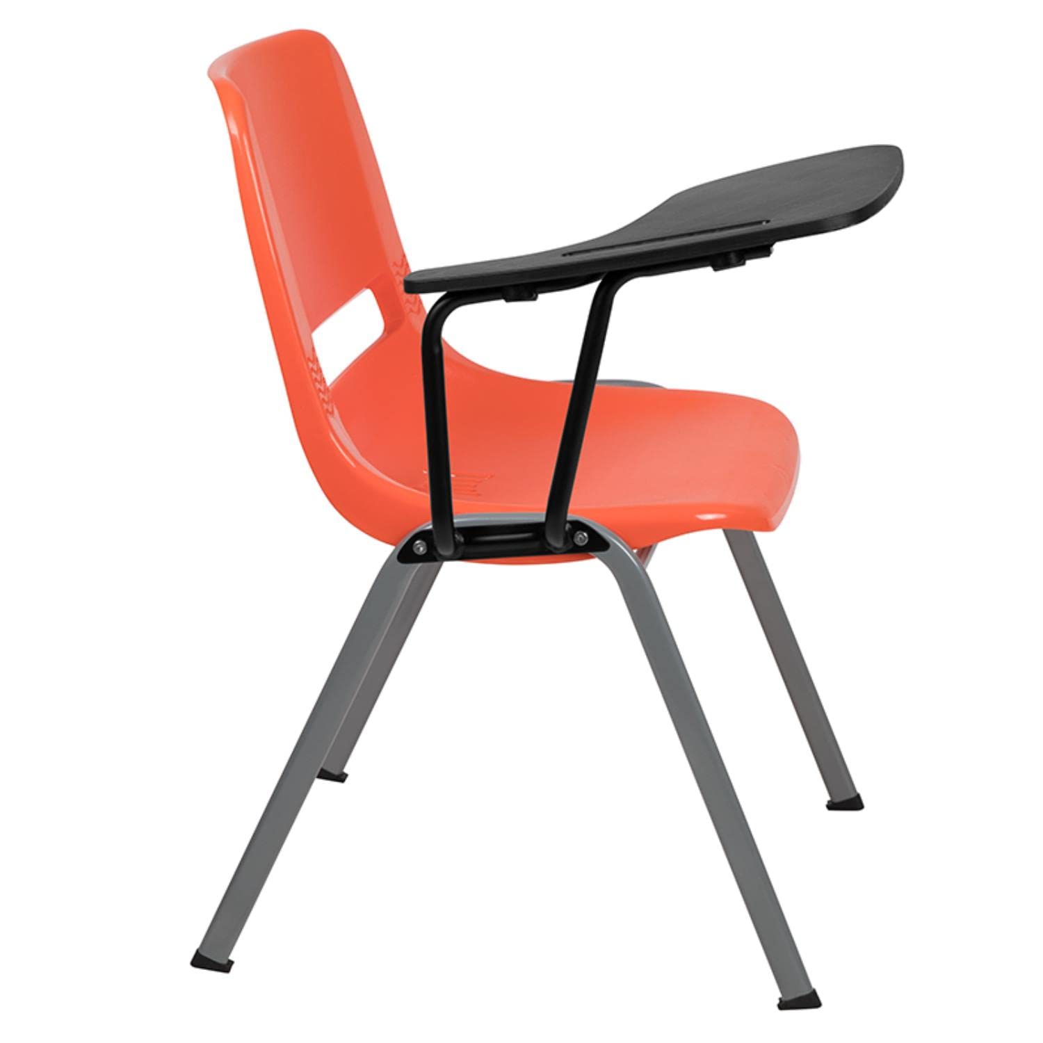Flash Furniture HERCULES Orange Ergonomic Shell Chair with Right Handed Flip-Up Tablet Arm - Comfortable Office & Gaming Chair for Home & Workspace