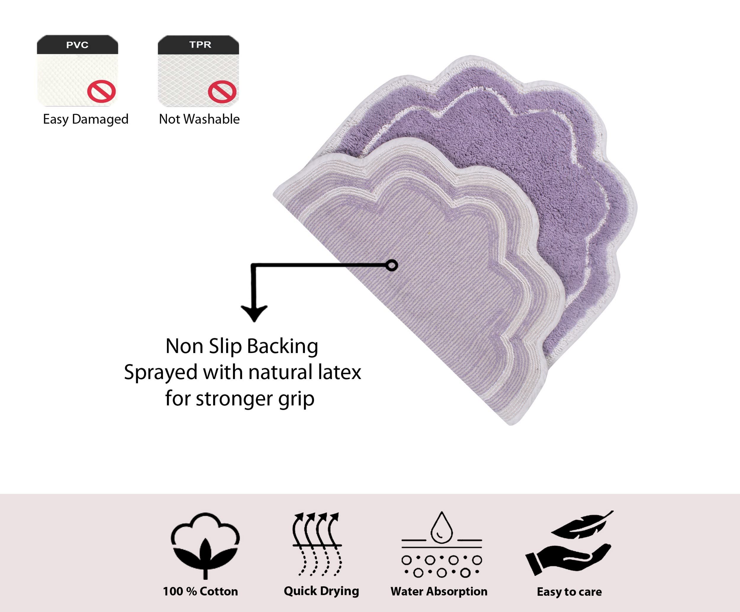 Premium U-Shaped Toilet Rug - Extra Thick Non-Slip Bath Mat, 100% Cotton Soft & Absorbent, Machine Washable 20