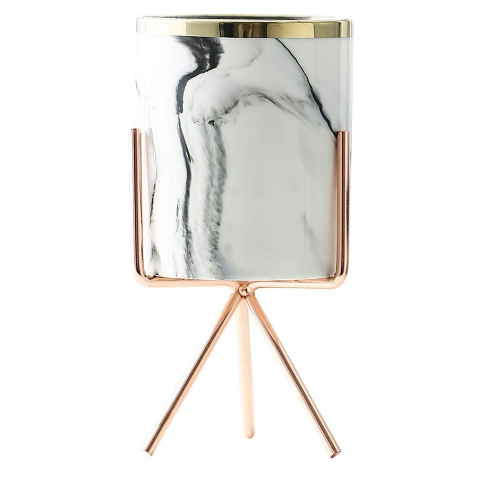 Nordic Ceramic Iron Art Vase - Marble Pattern Rose Gold Silver Tabletop Vase for Plants | Home & Office Decorative Vase | Perfect for Living Room, Bedroom, or Desk Decor (Color: Rose Gold)