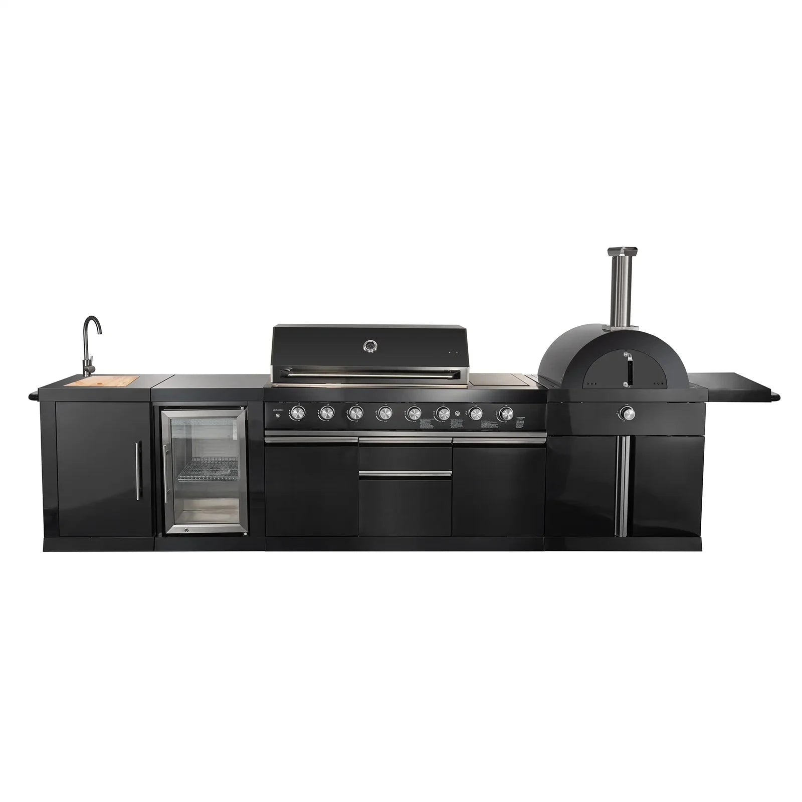 Forno All'Aperto Outdoor Kitchen Set FODKT2551BLK - Premium Stainless Steel BBQ Grill Island with Side Burner & Storage - Perfect for Backyard, Patio, and Poolside Entertaining